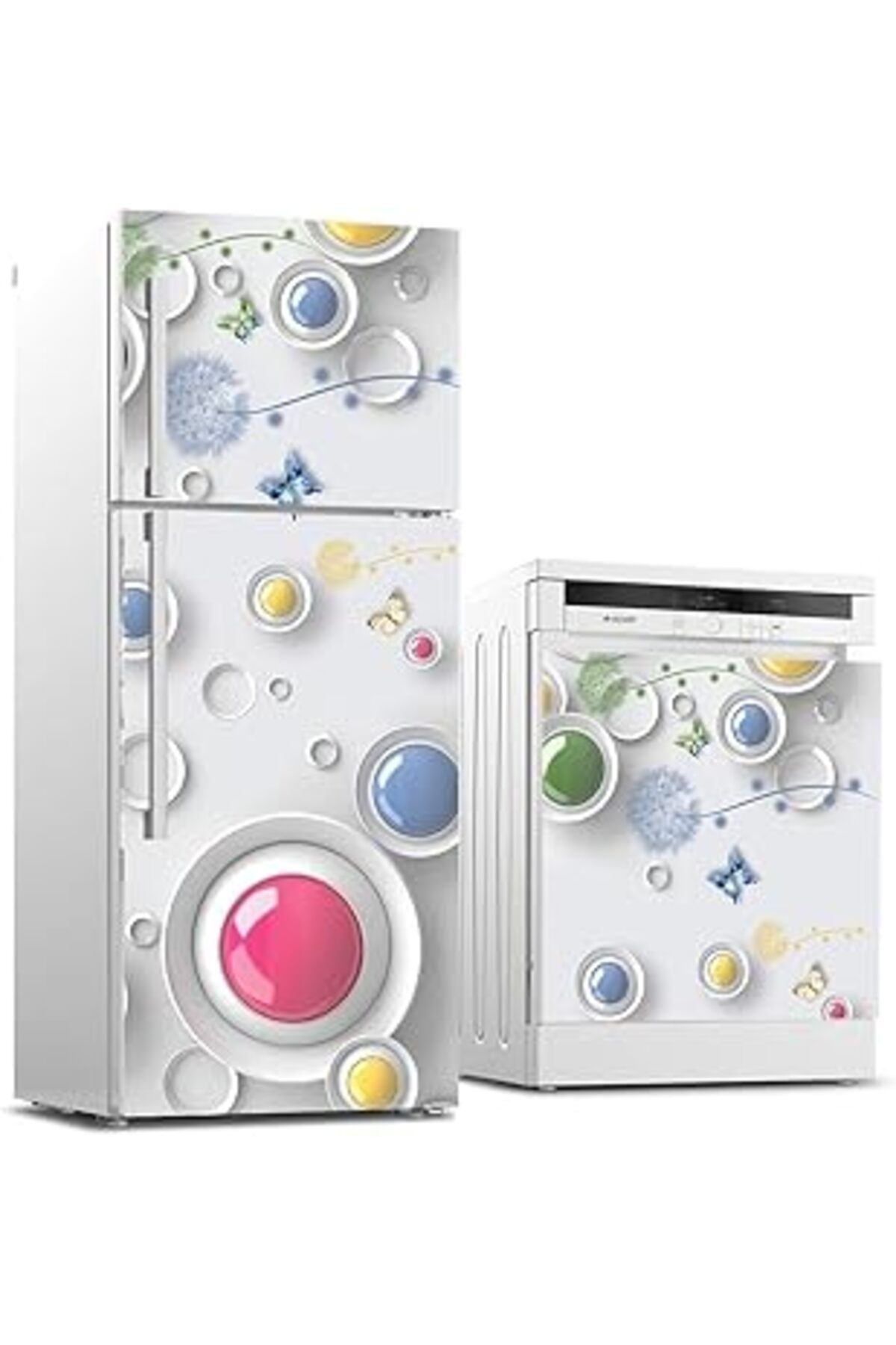 NETWORK ART Buzdolabı Ve Bulaşık Makinası Beyaz Eşya Sticker Kaplama 3D Modern Tasarım