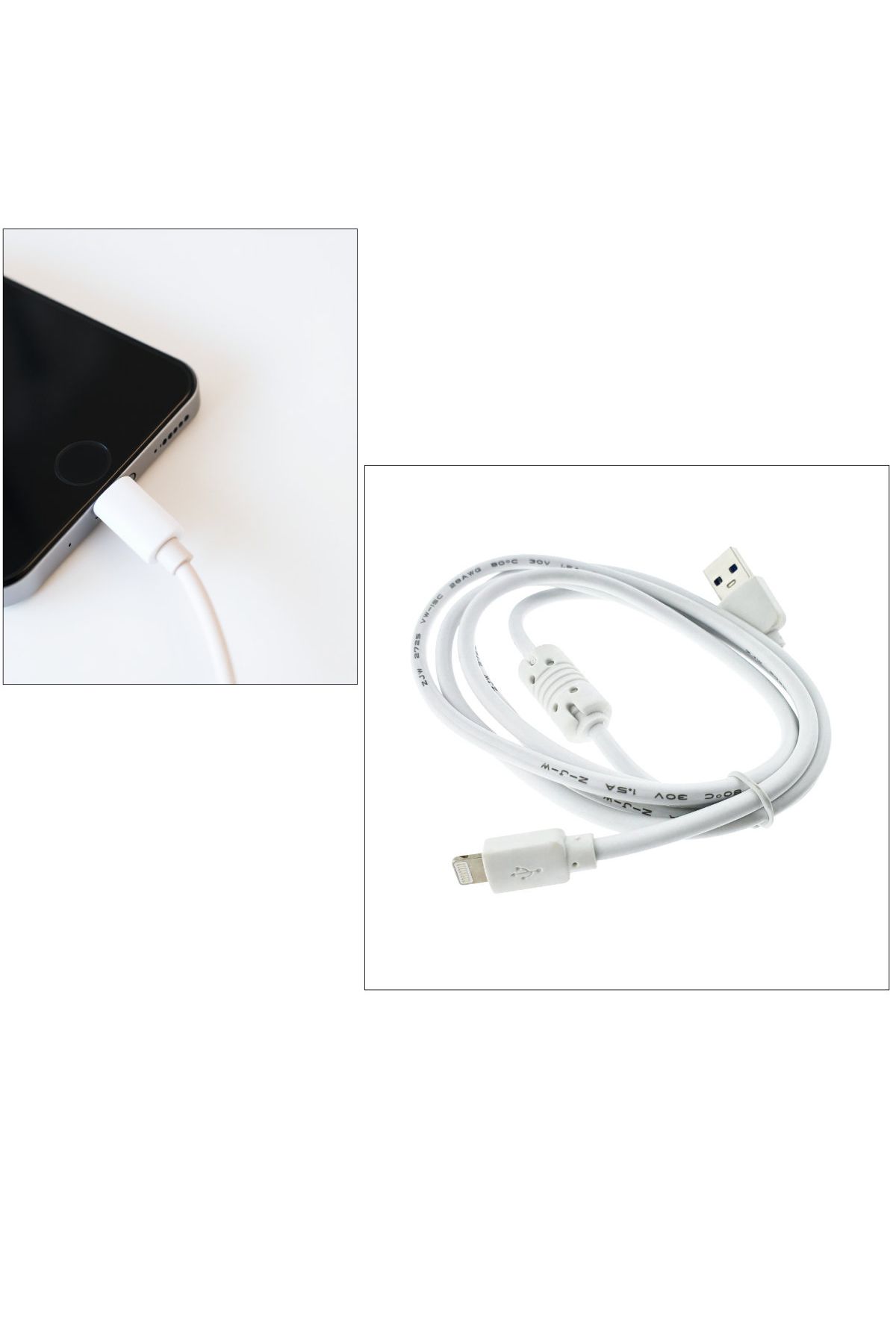 OEM-Cablu USB Premium pentru Apple iPhone, conector tip Lightning 8 Pin, 1.5m, Alb, AWG 28, 1.5A, bulk 4