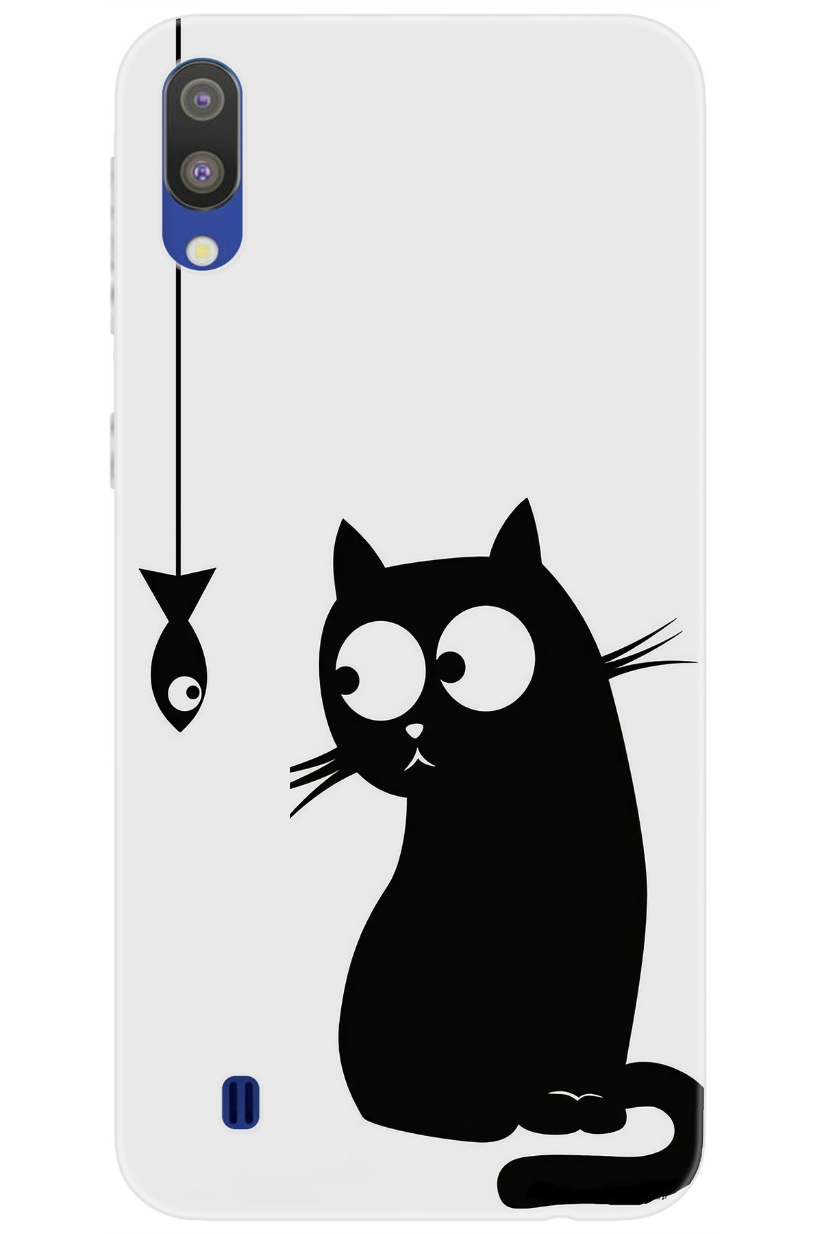 Ceppare Samsung Galaxy M10 (SM-M105F) Uyumlu Kılıf Desen Baskılı Silikon Balık ve Kedi STK:747 CP-5RzTva7