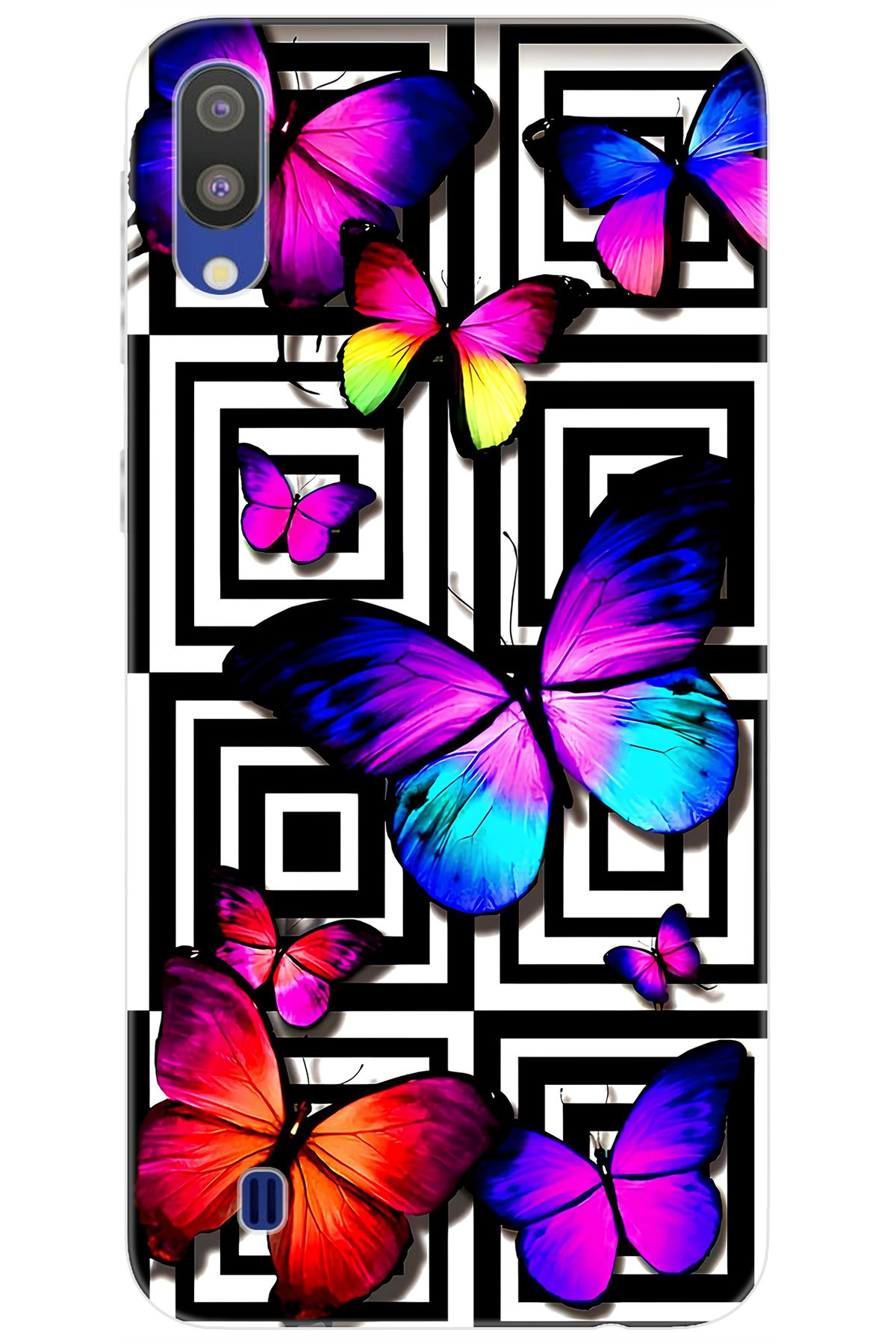 Ceppare Samsung Galaxy M10 (SM-M105F) Uyumlu Kılıf Desen Baskılı Silikon Kelebek STK:699 CP-FY9HbDm