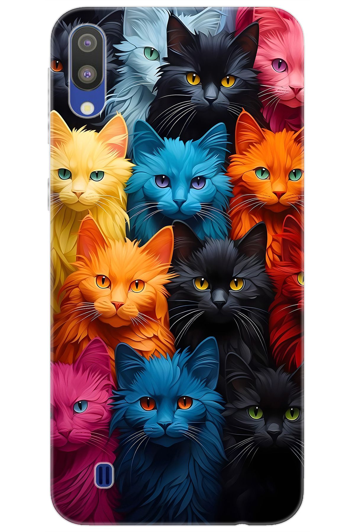 Ceppare Samsung Galaxy M10 (SM-M105F) Uyumlu Kılıf Desen Baskılı Silikon Renkli Kediler STK:713 CP-3NpYdum