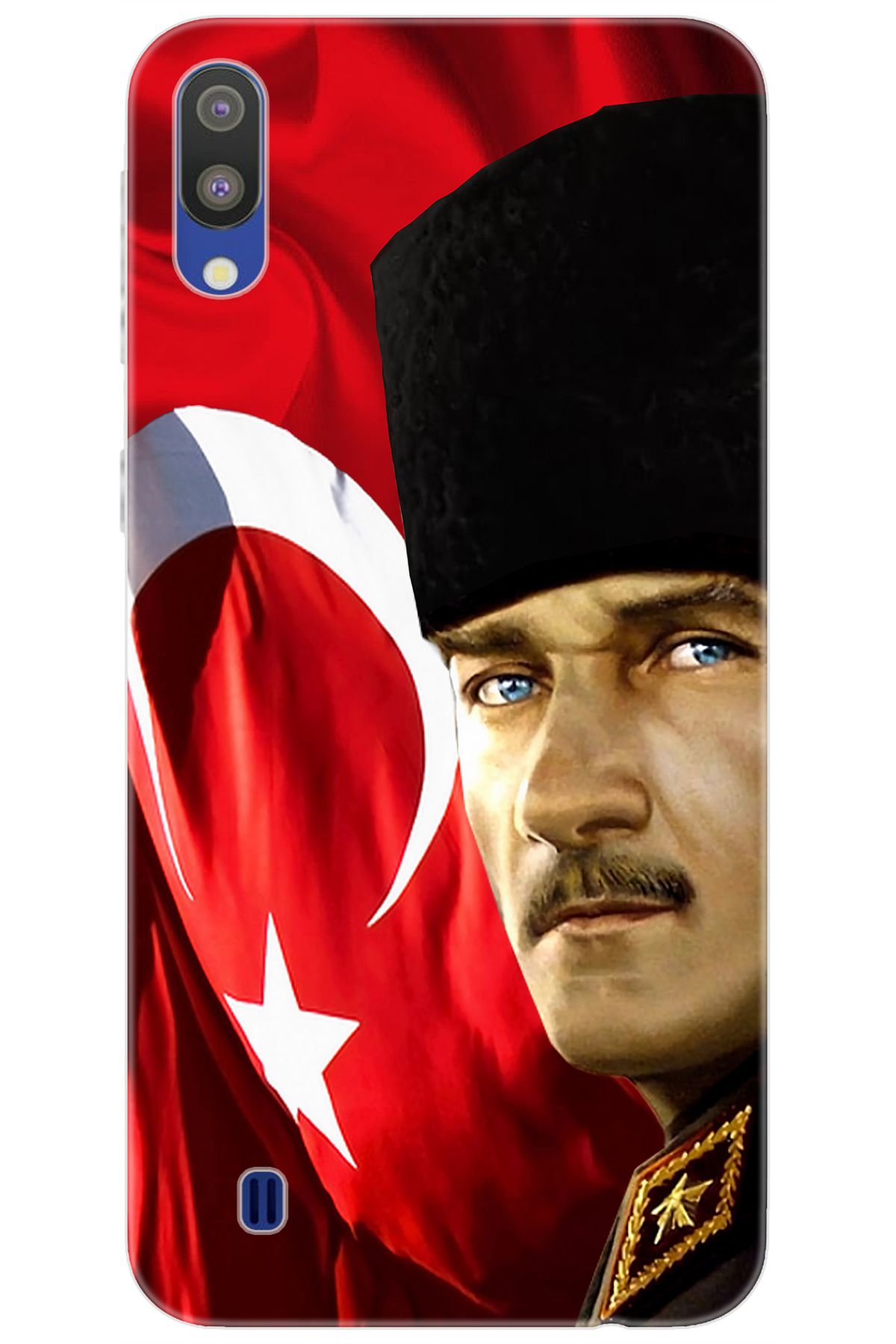 Ceppare Samsung Galaxy M10 (SM-M105F) Uyumlu Kılıf Desen Silikon Atatürk ve Türk Bayrağı STK:726 CP-bLwA8FQ