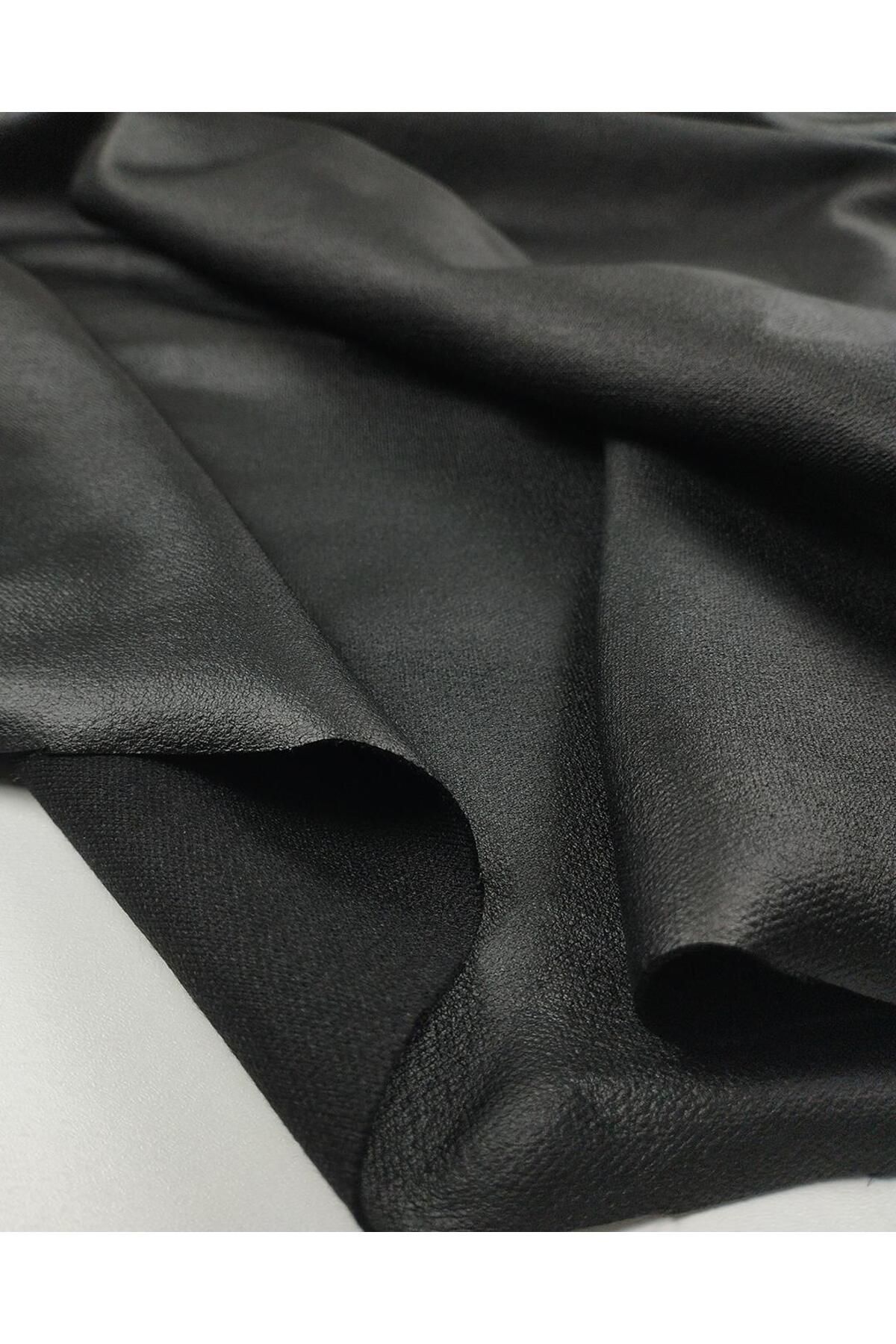 Kumaş Parça-TEK EN Tok negru învelit tricotat interlock elastic (lățime 95 cm x lungime 270 cm) 4