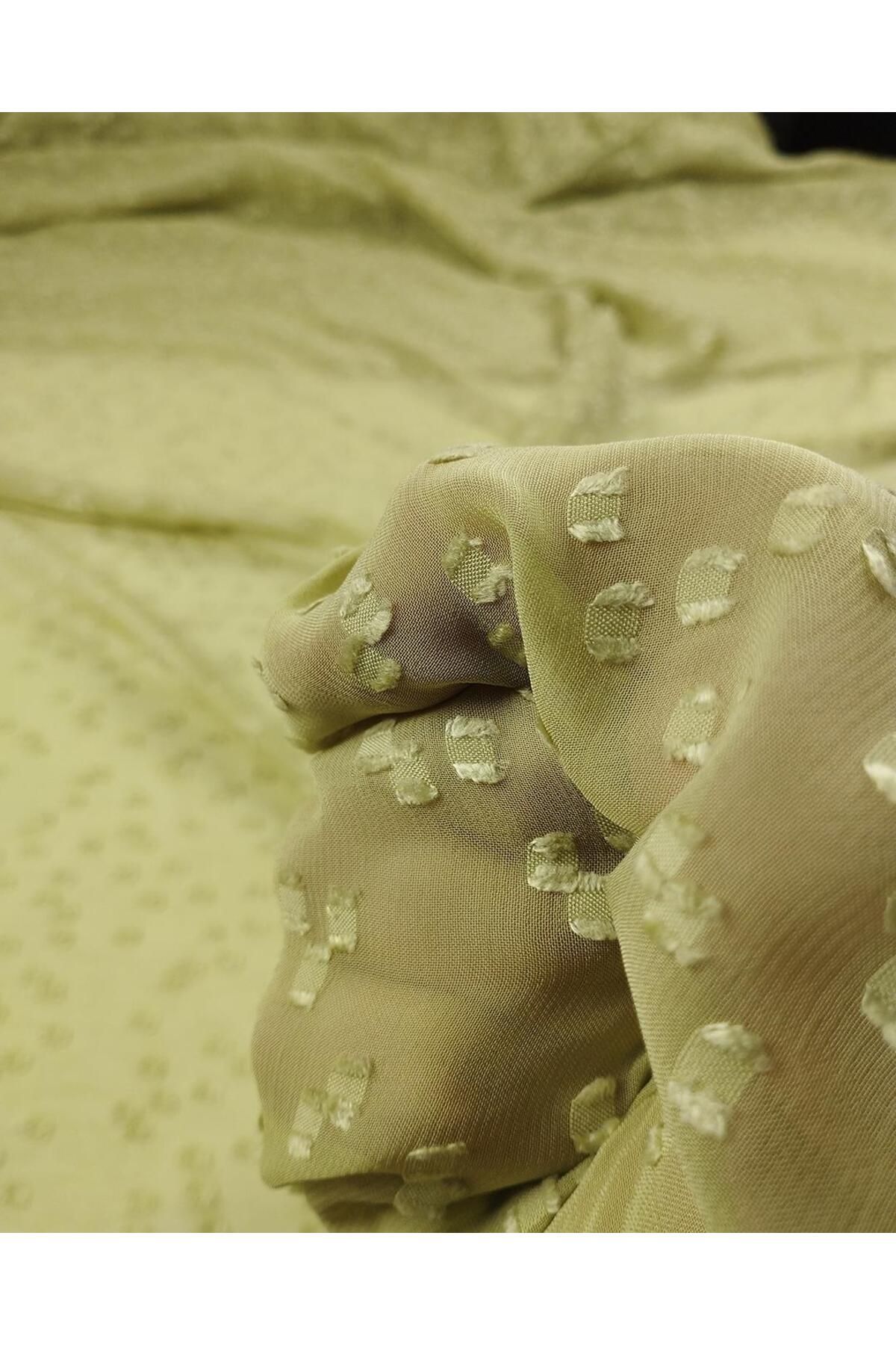 Kumaş Parça-Nopeli Chiffon in 100% Viscose Light Green Color (Width 140 cm X Length 230 cm) 4