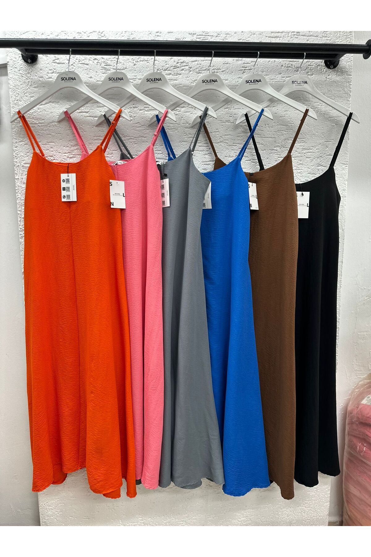 Lovely butik KADIN YAZLIK İNCE ASKILI KETEN UZUN ELBİSE