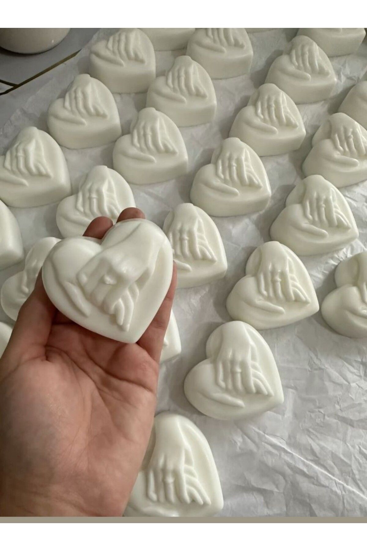 Handmade 20 Adet ,Kına ,Nikah ,Nişan Hediyelik Kalp Şeklinde El Ele Tutuşan Aşk Mum