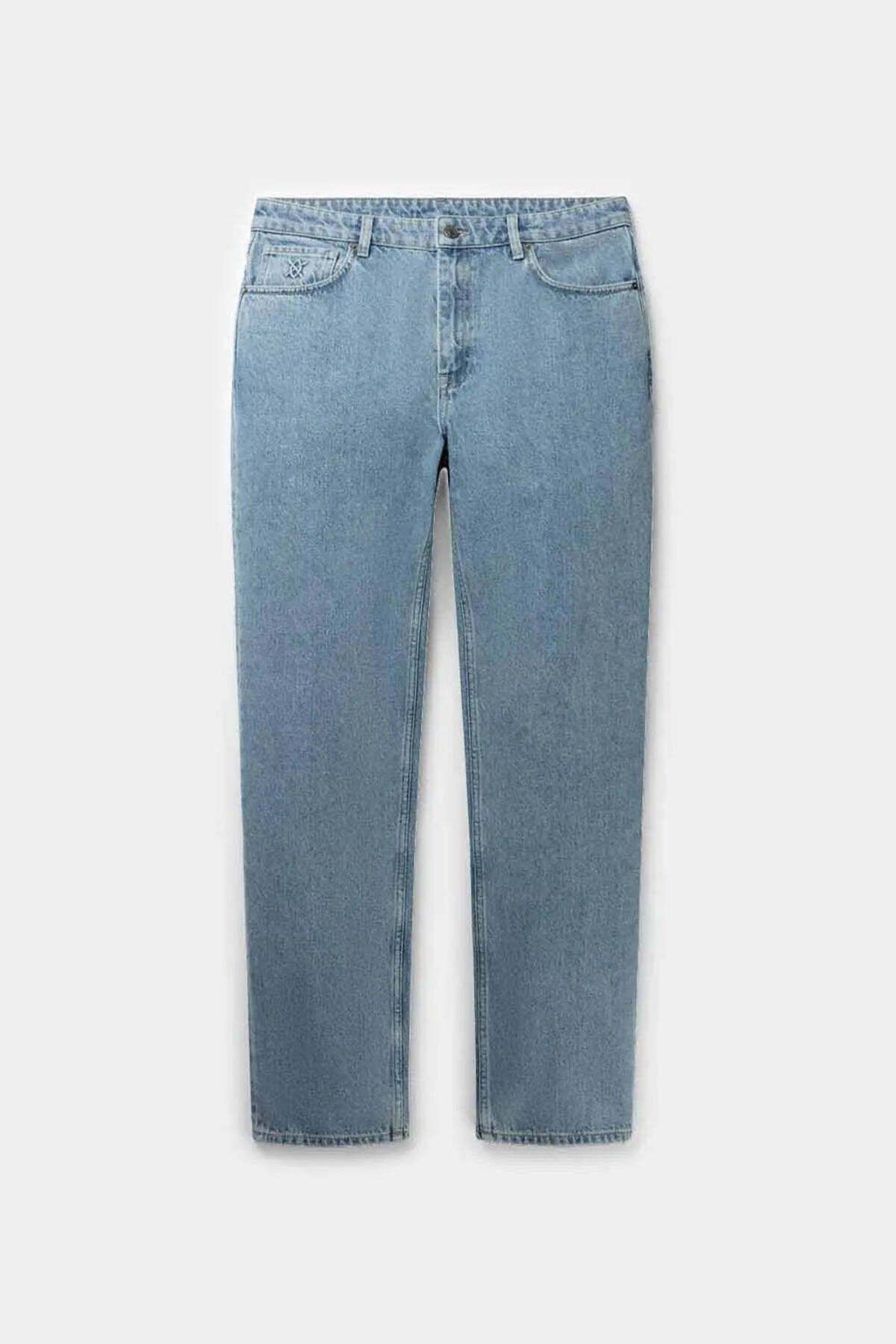 American Rag Cie Kibo Jeans: Orta Mavi Renkli, Düz Paçalı ve %100 Pamuklu Şık Pantolon