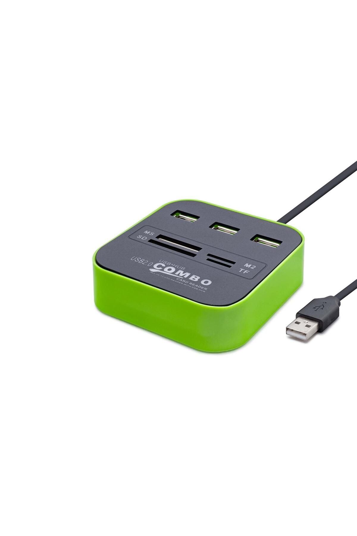 Skygo Usb Hub Combo 3*Usb + Ms + Sd + M2 + Tf Yeşil HDX7006
