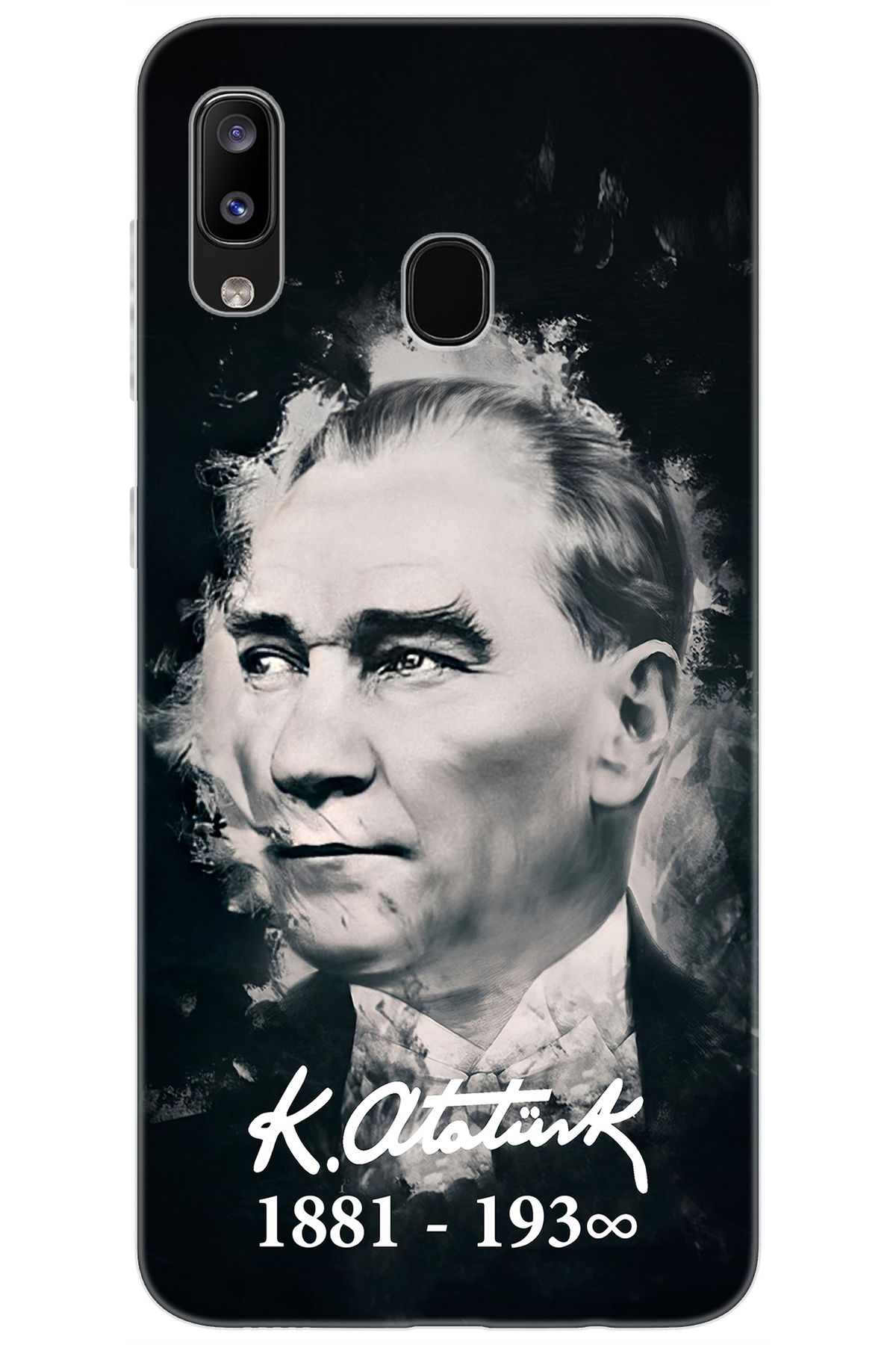 Ceppare Samsung Galaxy M10S (SM-M107F) Uyumlu Kılıf Desenli Silikon Mustafa Kemal Atatürk STK:388 CP-k7XbnZY