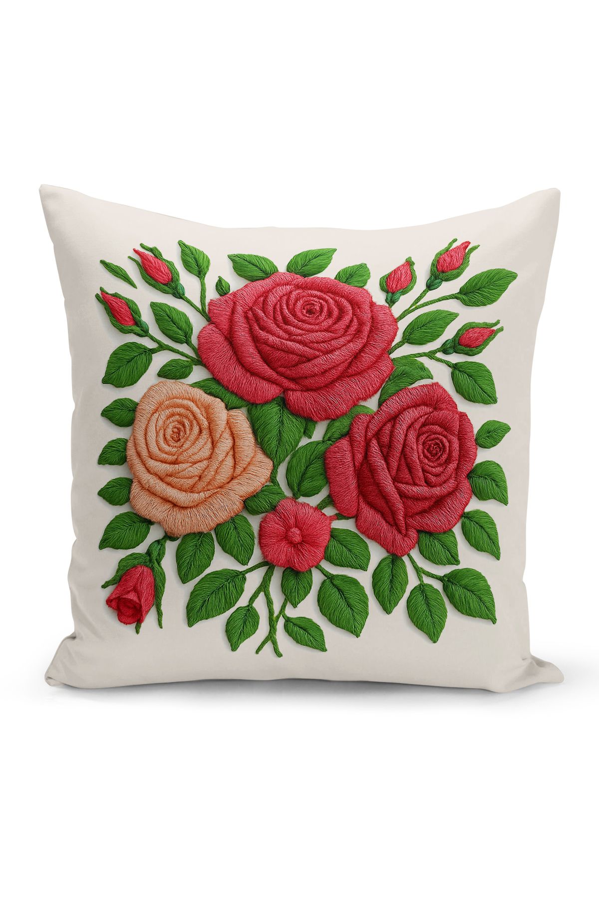 Bertille Home Çift Tarafı Dijital Baskılı Kırlent Kılıfı (Panç /Punch Nakış Desen Görünümlü)
