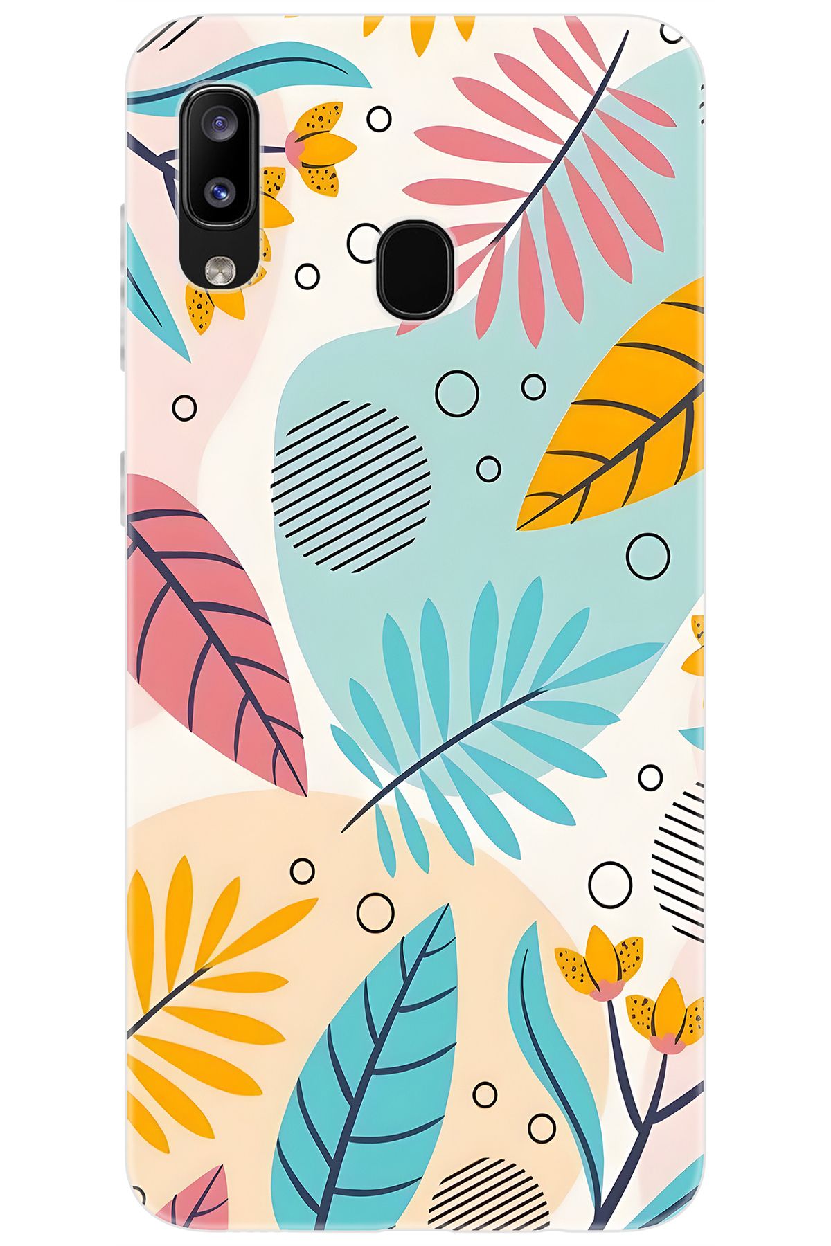 Ceppare Samsung Galaxy M10S (SM-M107F) Uyumlu Kılıf Desen Baskı Silikon Renkli Yapraklar STK:643 CP-bDluxGh
