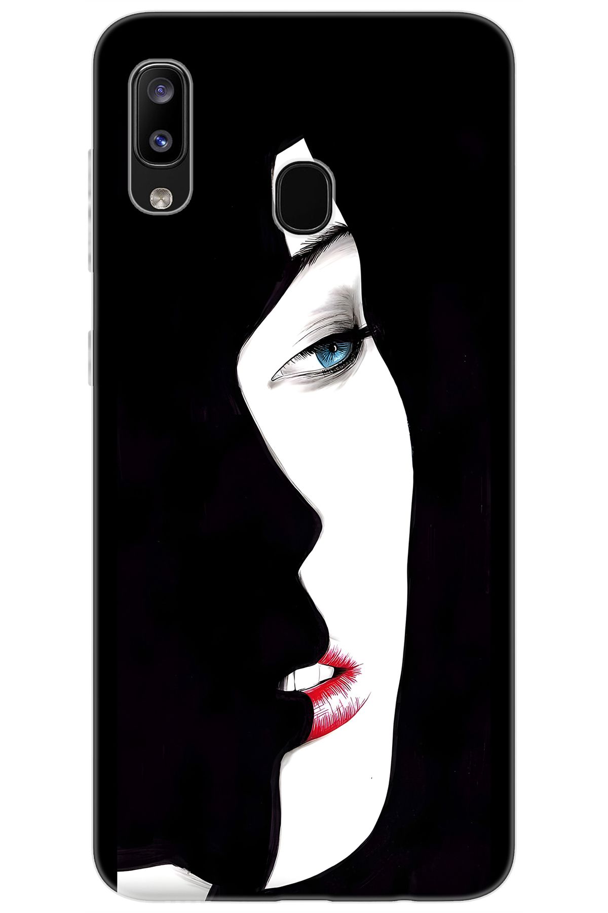 Ceppare Samsung Galaxy M10S (SM-M107F) Uyumlu Kılıf Desen Baskı Silikon Siyah Beyaz Kadın STK:635 CP-fishuJI