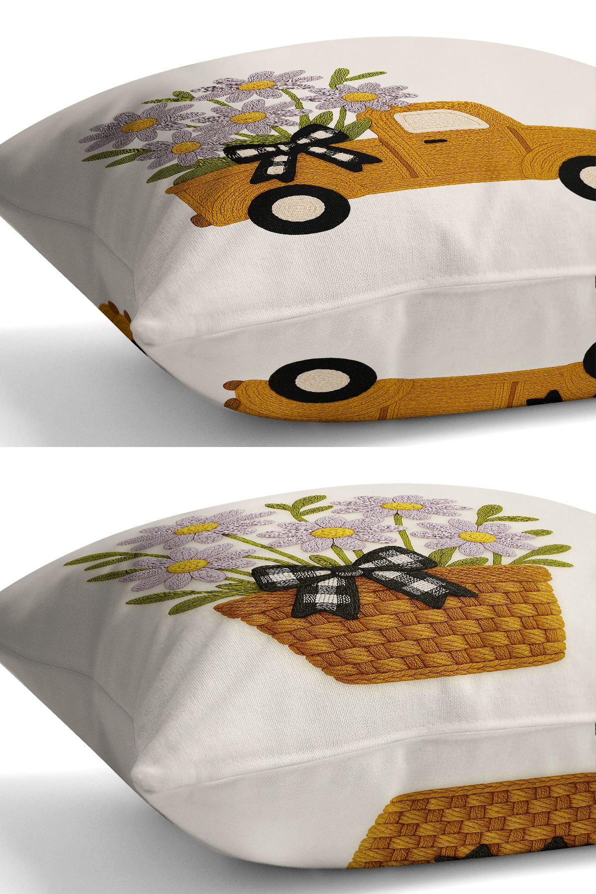 Bertille Home-Set de 3 huse de pernă cu imprimare digitală pe două părți (aspect de broderie cu model de puncție) 6