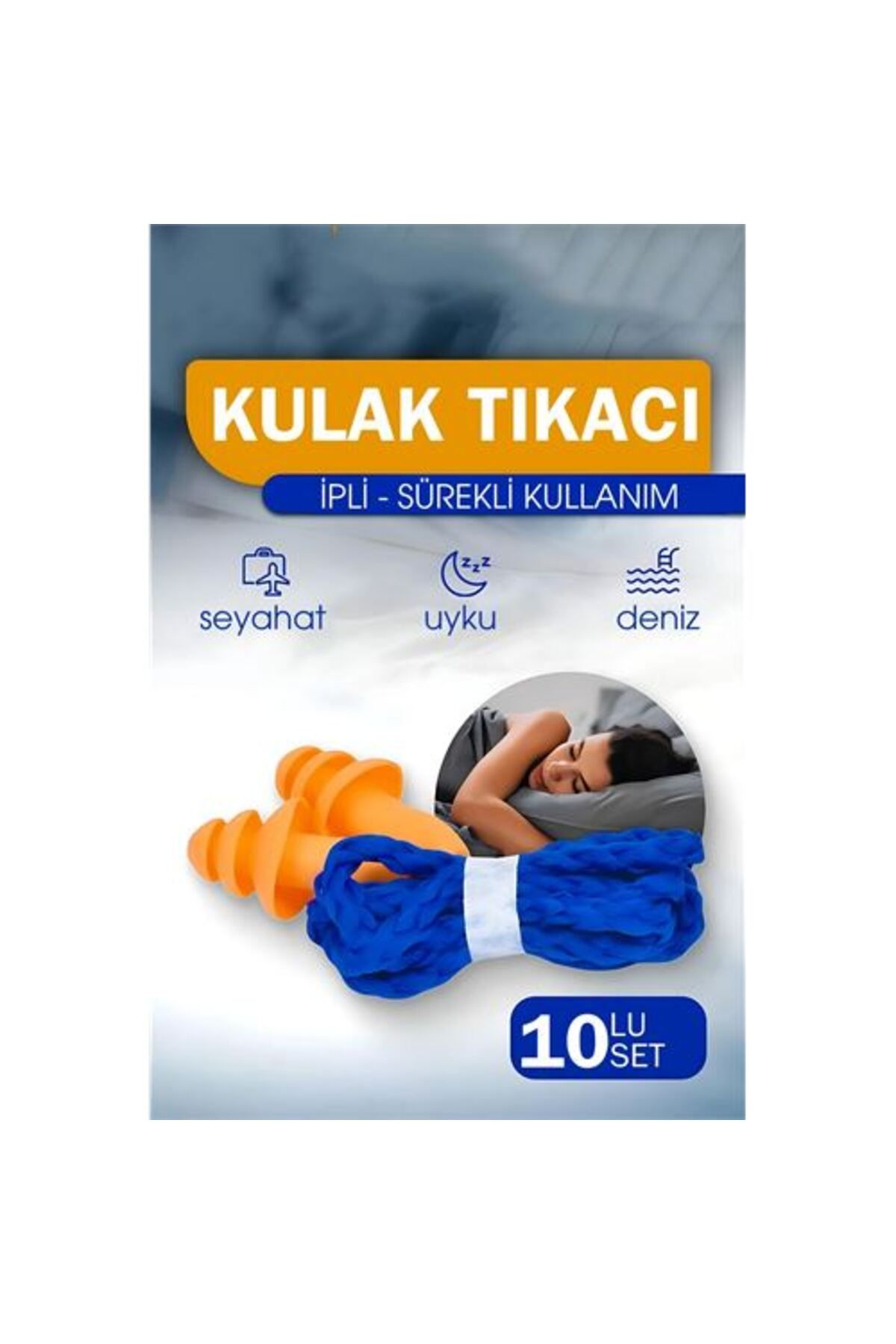 NEZADE STORE Kulak Tıkacı - İpli Silikon Kulak Tıkacı Seyahat Deniz Uyku Kulak Tıkacı 10 LU SET