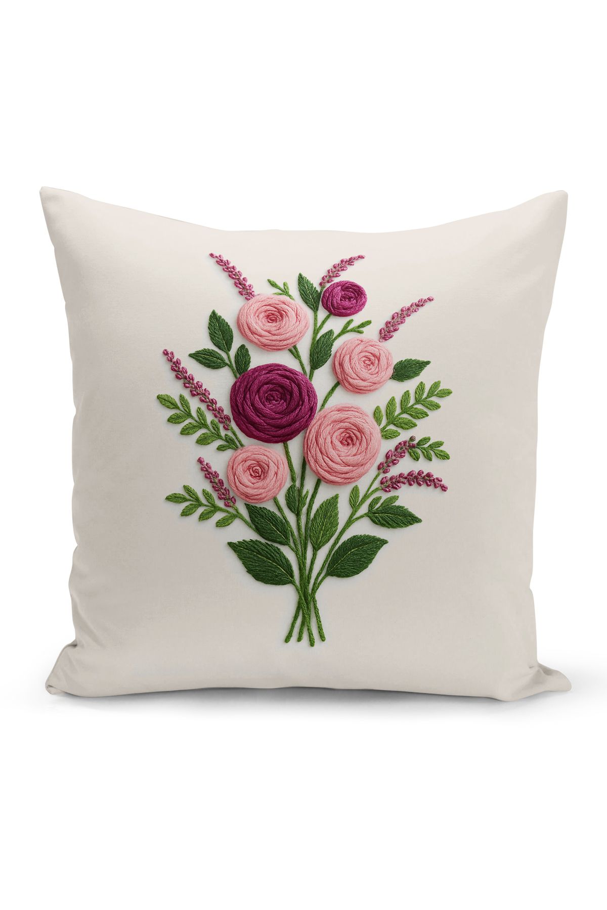 Bertille Home Çift Tarafı Dijital Baskılı Kırlent Kılıfı (Panç /Punch Nakış Desen Görünümlü)