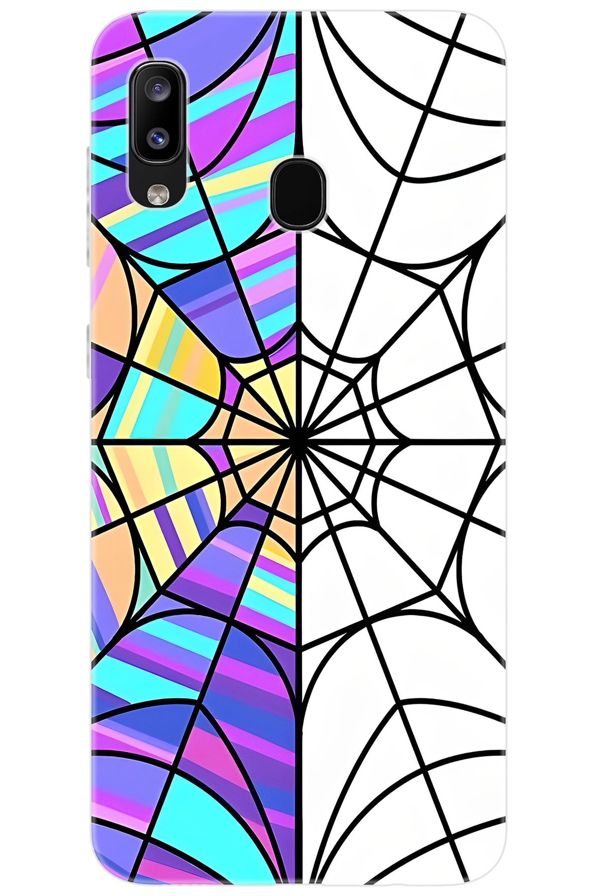 Ceppare Samsung Galaxy M10S (SM-M107F) Uyumlu Kılıf Desen Baskılı Silikon Örümcek Ağı STK:753 CP-S0zrnO4