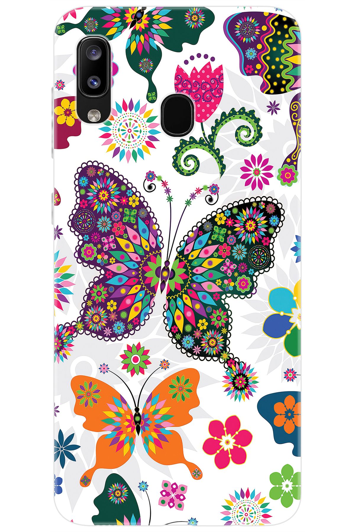 Ceppare Samsung Galaxy M10S (SM-M107F) Uyumlu Kılıf Desen Baskı Silikon Renkli Kelebekler STK:541 CP-Fi6DujY