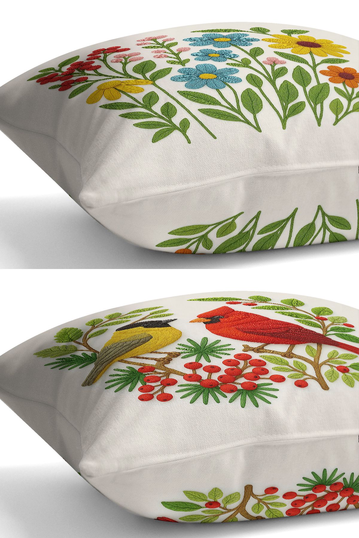 Bertille Home-Set de 3 huse de pernă cu imprimare digitală pe două părți (aspect de broderie cu model de puncție) 6