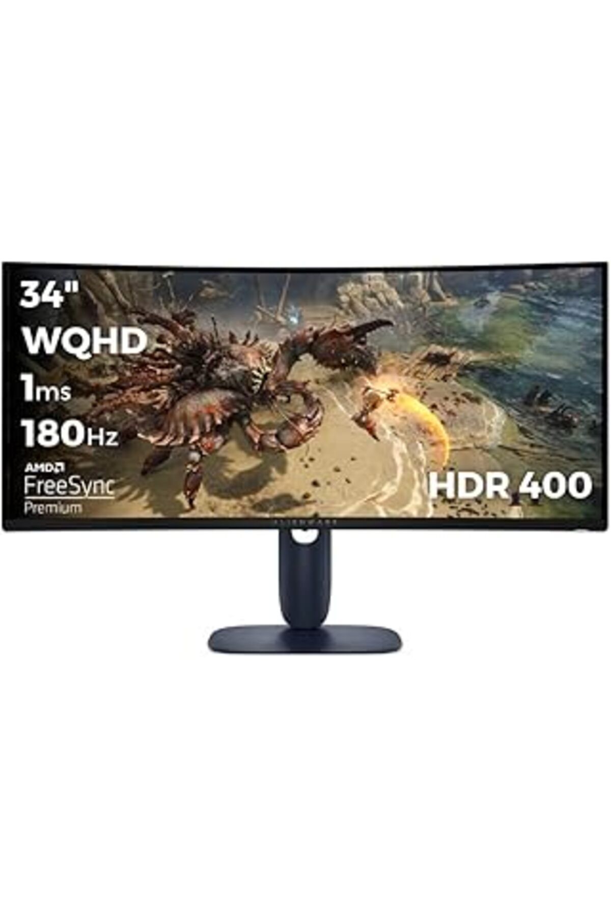 NETWORK ART Dell Aw3425Dwm 34 3440X1440 Wqhd 180Hz 1Ms Hdmi Dp Freesync Premium Hdr 400 Curved Gaming Monitor