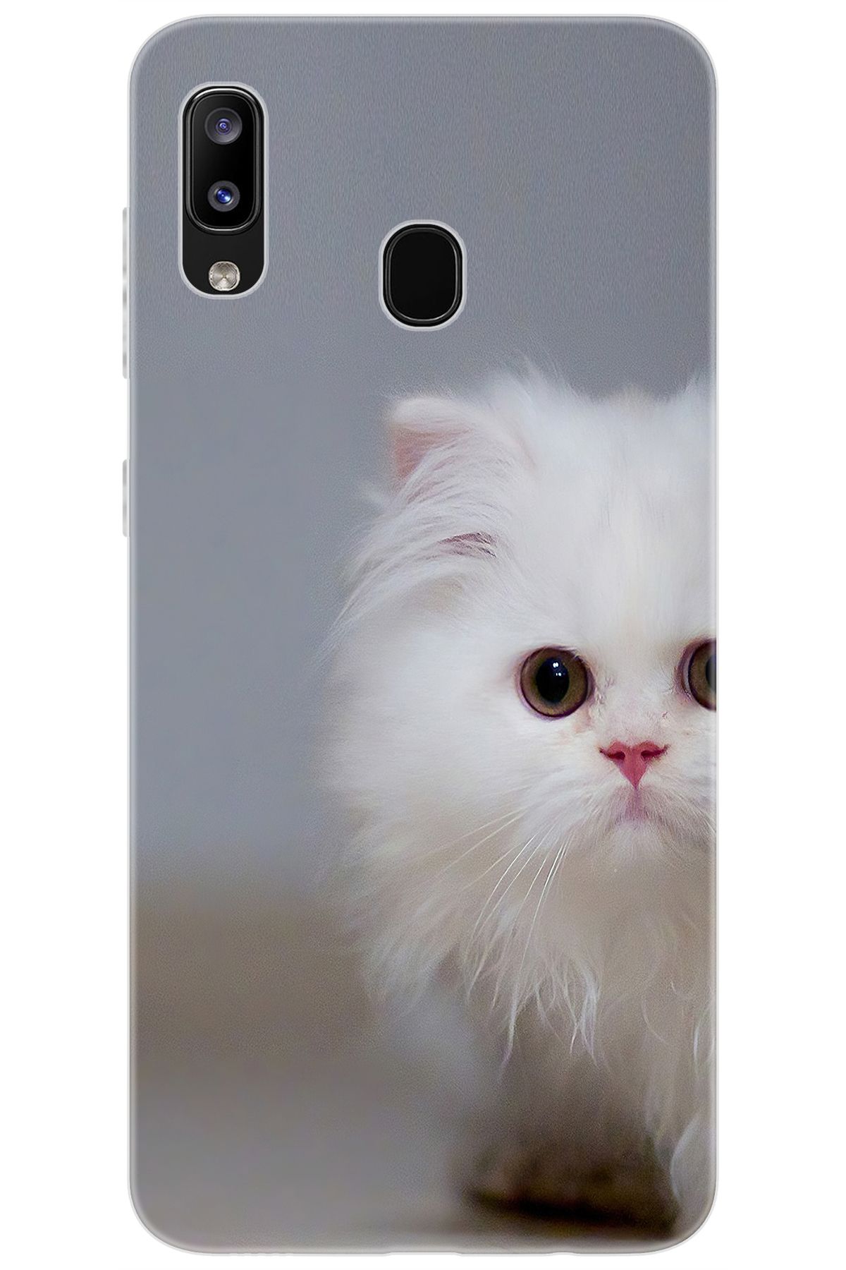 Ceppare Samsung Galaxy M10S (SM-M107F) Uyumlu Kılıf Desen Baskılı Silikon Beyaz Kedi STK:139 CP-NdWiZuk