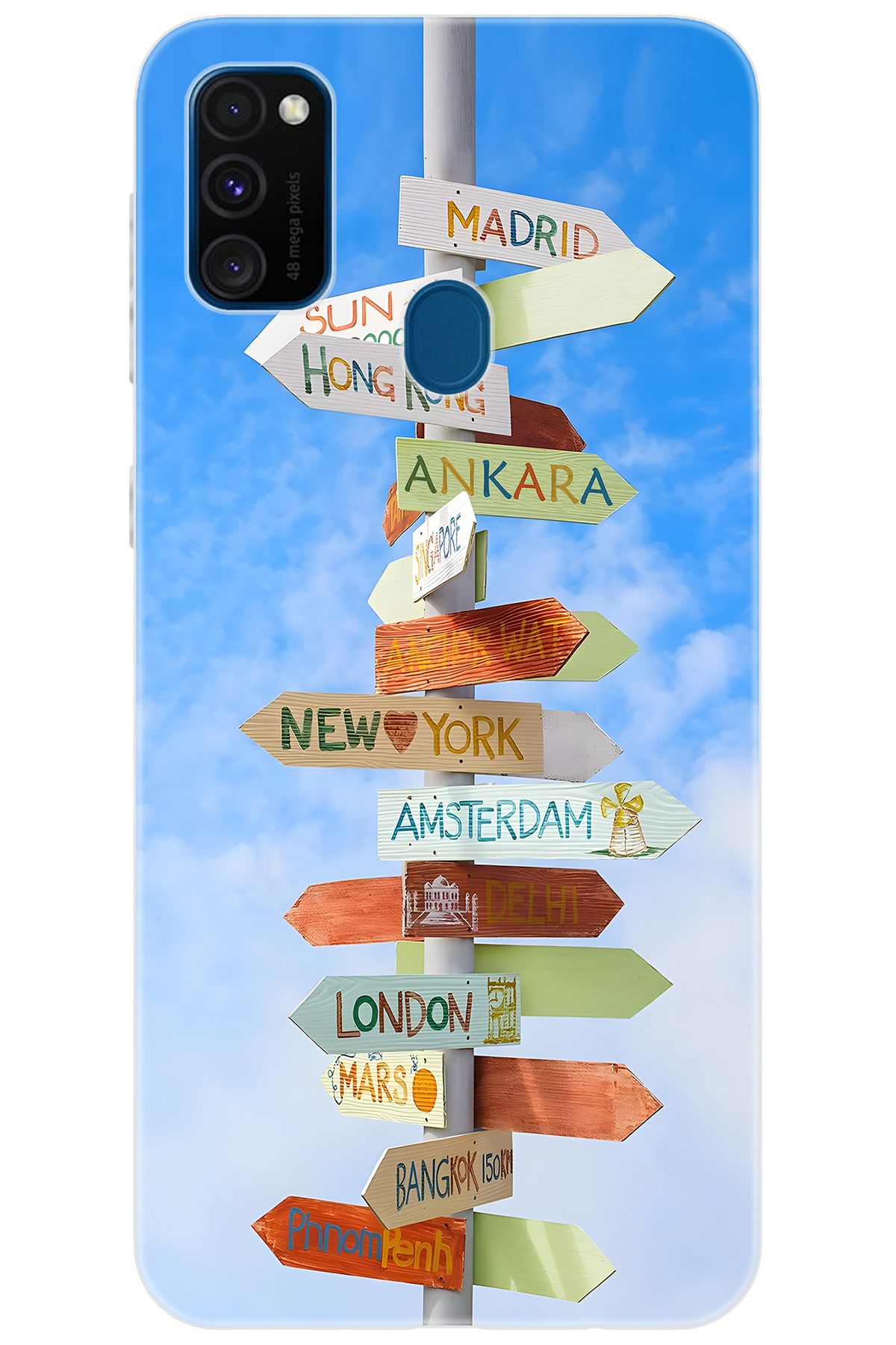 Ceppare Samsung Galaxy M30S (SM-M307F) Uyumlu Kılıf Desen Baskı Silikon Şehir Tabelaları STK:703 CP-uRx1jeR
