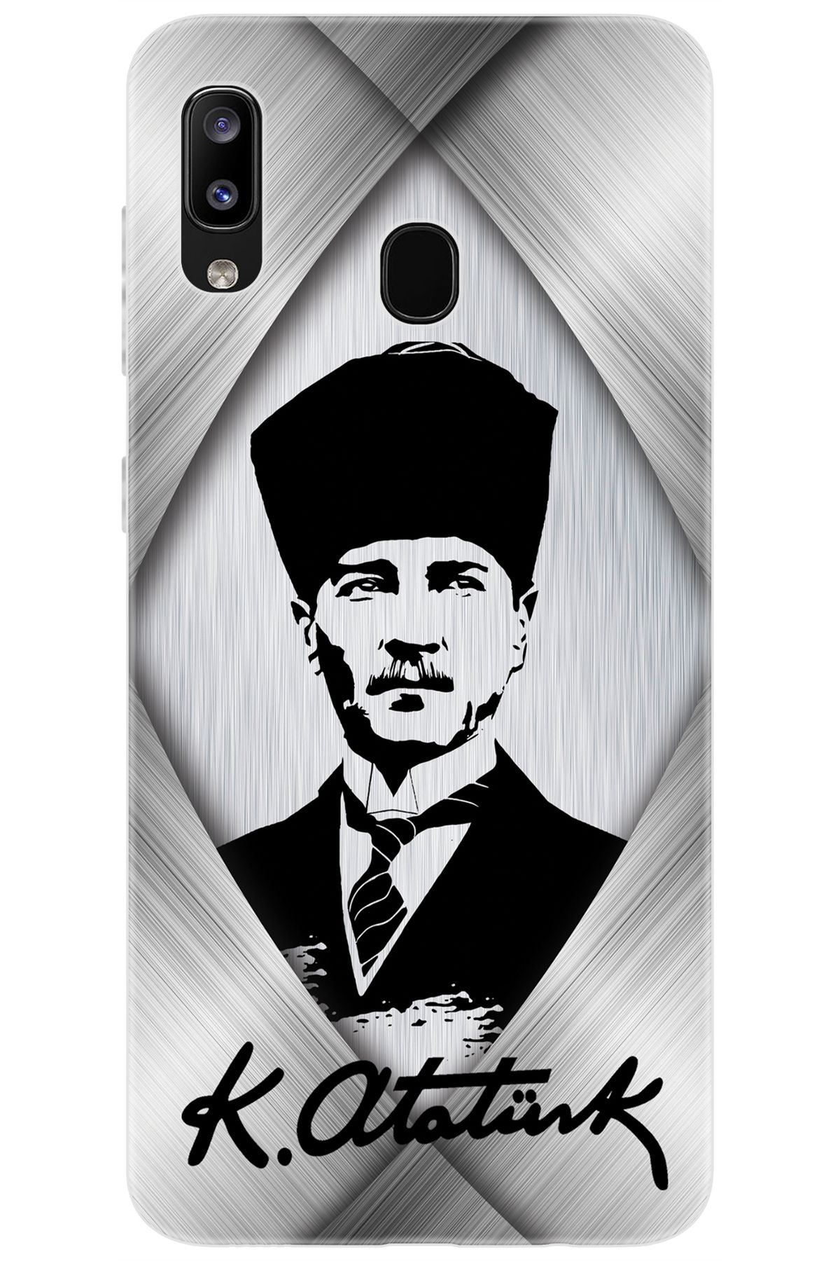 Ceppare Samsung Galaxy M10S (SM-M107F) Uyumlu Kılıf Desen Baskılı Silikon Atatürk Tasarım STK:402 CP-AhKzXxR
