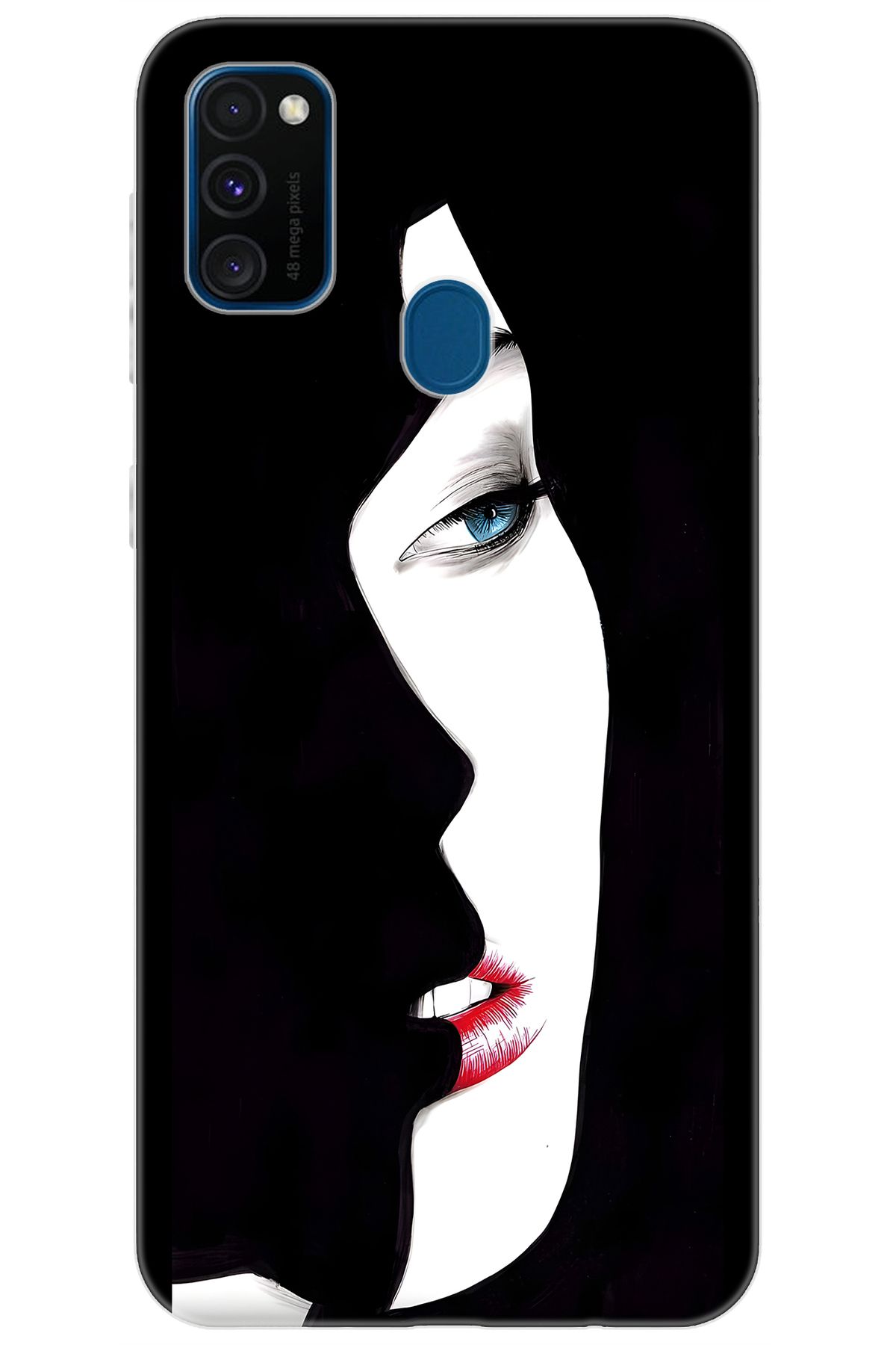 Ceppare Samsung Galaxy M30S (SM-M307F) Uyumlu Kılıf Desen Baskı Silikon Siyah Beyaz Kadın STK:635 CP-3r4JNjs