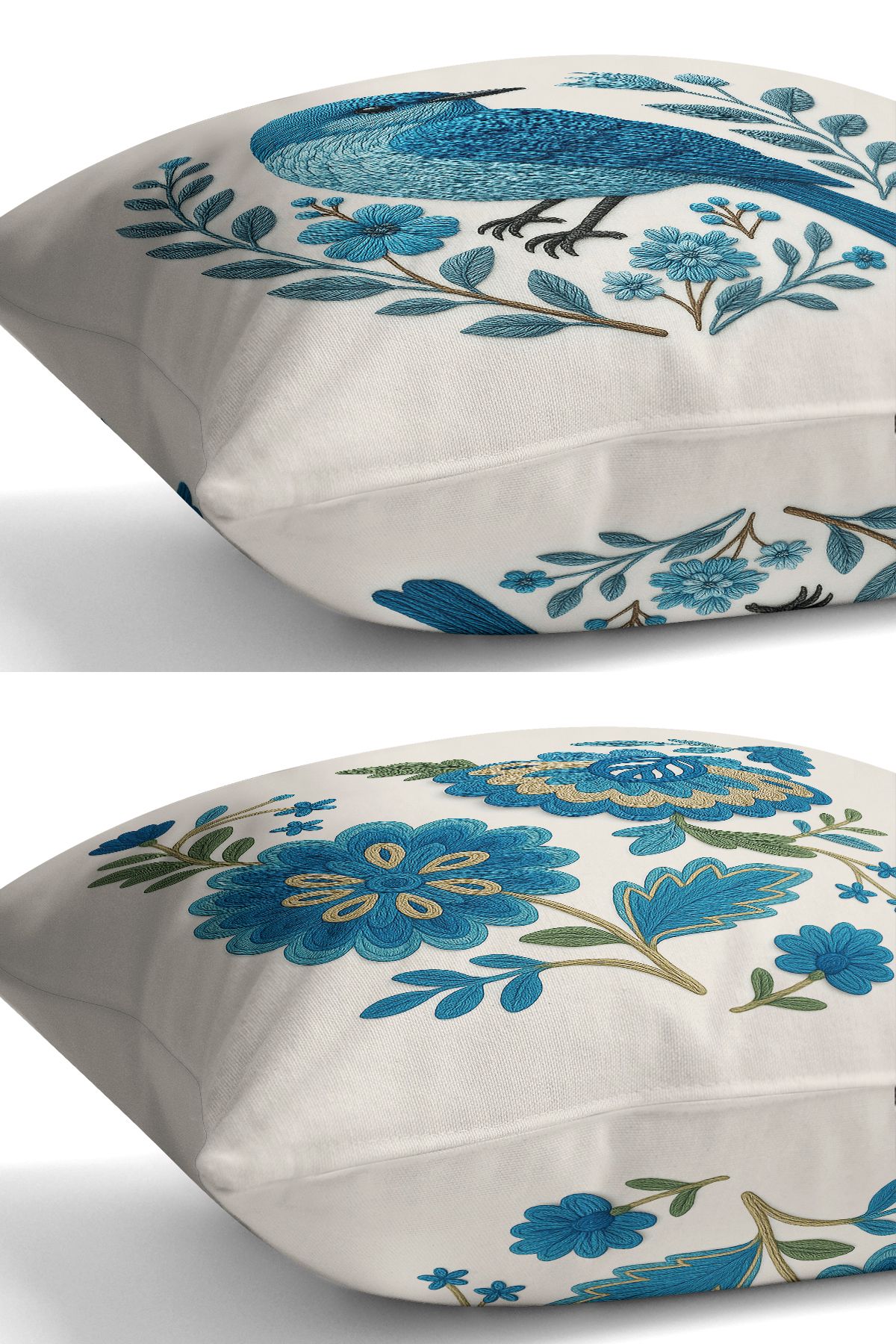Bertille Home-Set de 3 huse de pernă cu imprimare digitală pe două părți (aspect de broderie cu model de puncție) 6