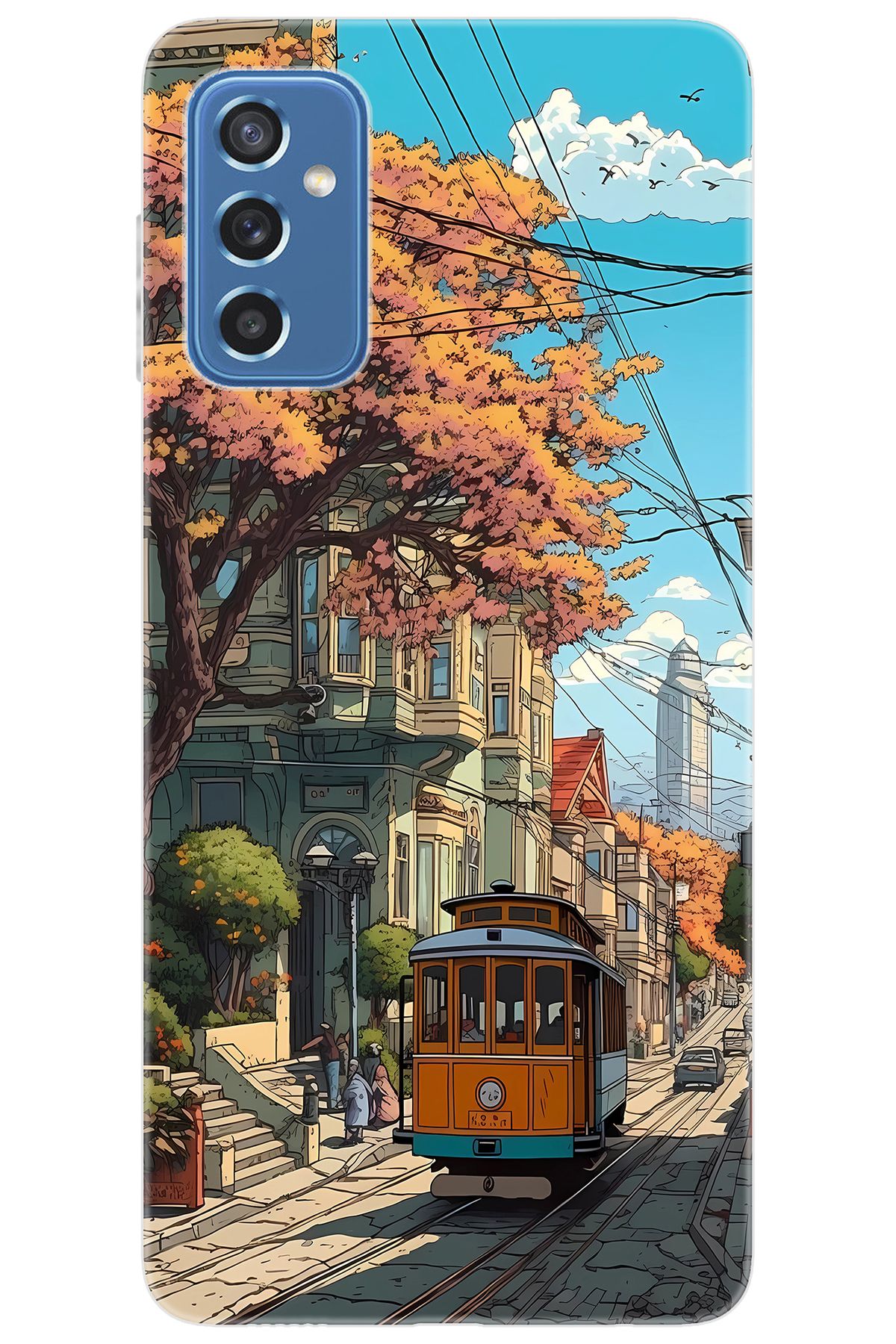 Ceppare Samsung Galaxy M52 (SM-M526B) Uyumlu Kılıf Desen Baskılı Silikon Tramvay STK:645 CP-84jBXAi