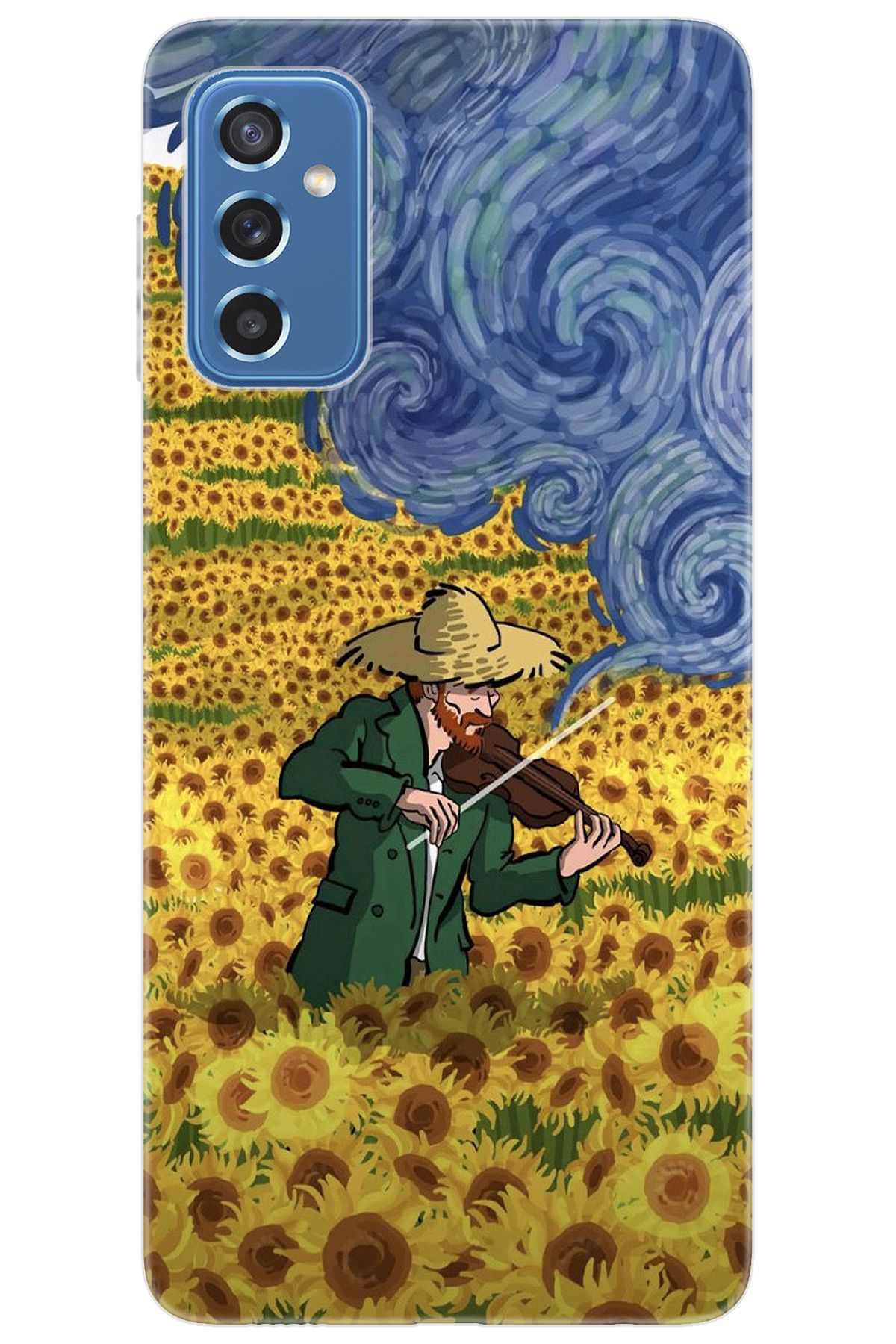 Ceppare Samsung Galaxy M52 (SM-M526B) Uyumlu Kılıf Silikon Sunflower Ayçiçeği Tarlası STK:756 CP-YPfkixF