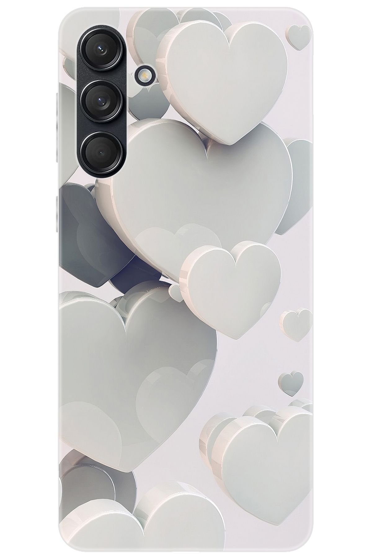 Ceppare Samsung Galaxy M55 (SM-M556B) Uyumlu Kılıf Desen Baskılı Silikon Beyaz Kalpler STK:259 CP-85utcSh