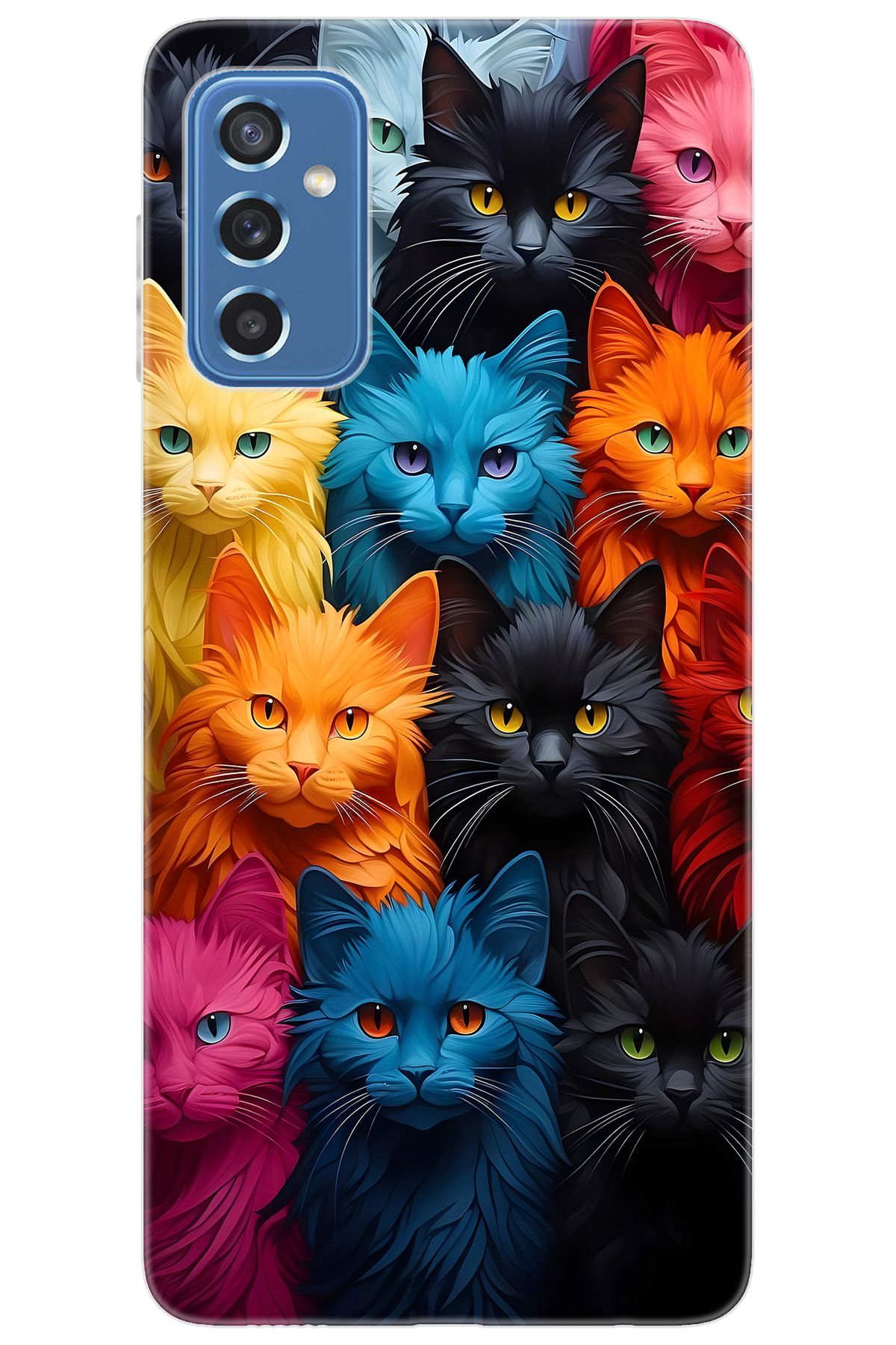 Ceppare Samsung Galaxy M52 (SM-M526B) Uyumlu Kılıf Desen Baskılı Silikon Renkli Kediler STK:713 CP-DtuS07c