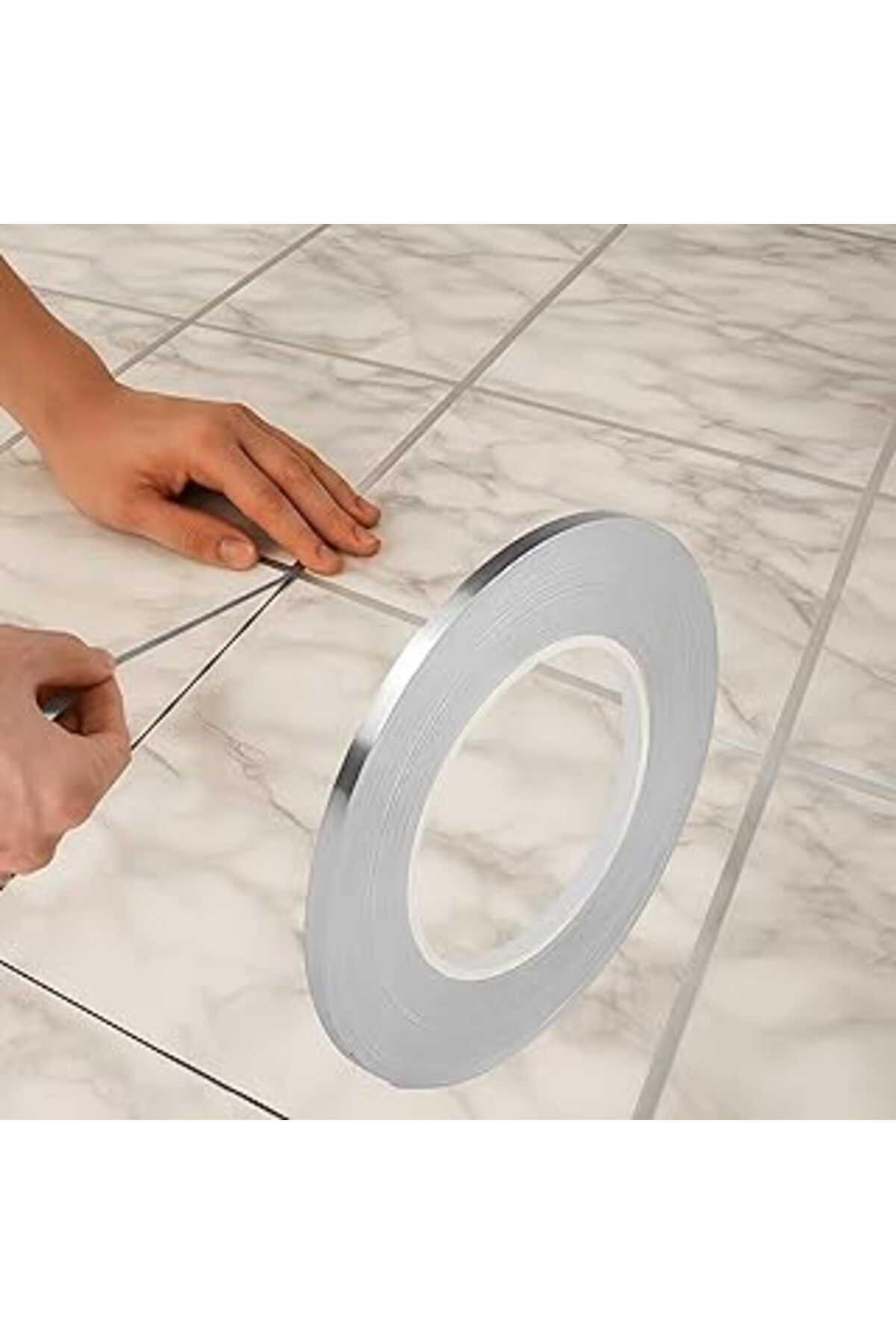 ASİTAN Kanji 0.5 Cm X 50 M Gri Fayans Arası Şerit Bant – Su Geçirmez Kendinden Yapışkanlı Silver Duvar Ve