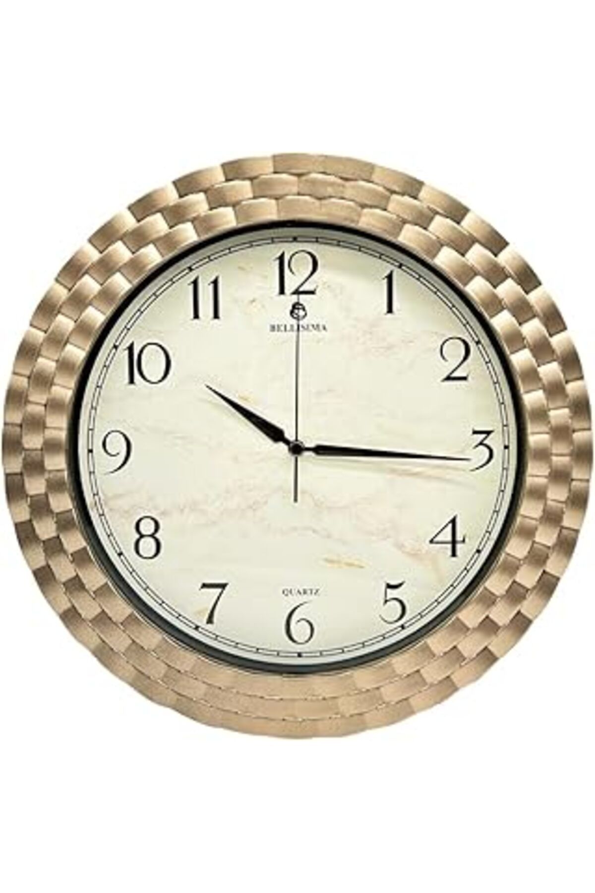 Qedii Bellisima Bl-1037 Serisi Klasik Kadran Örme Desenli Sessiz Akar 30 Cm Duvar Saati Gold