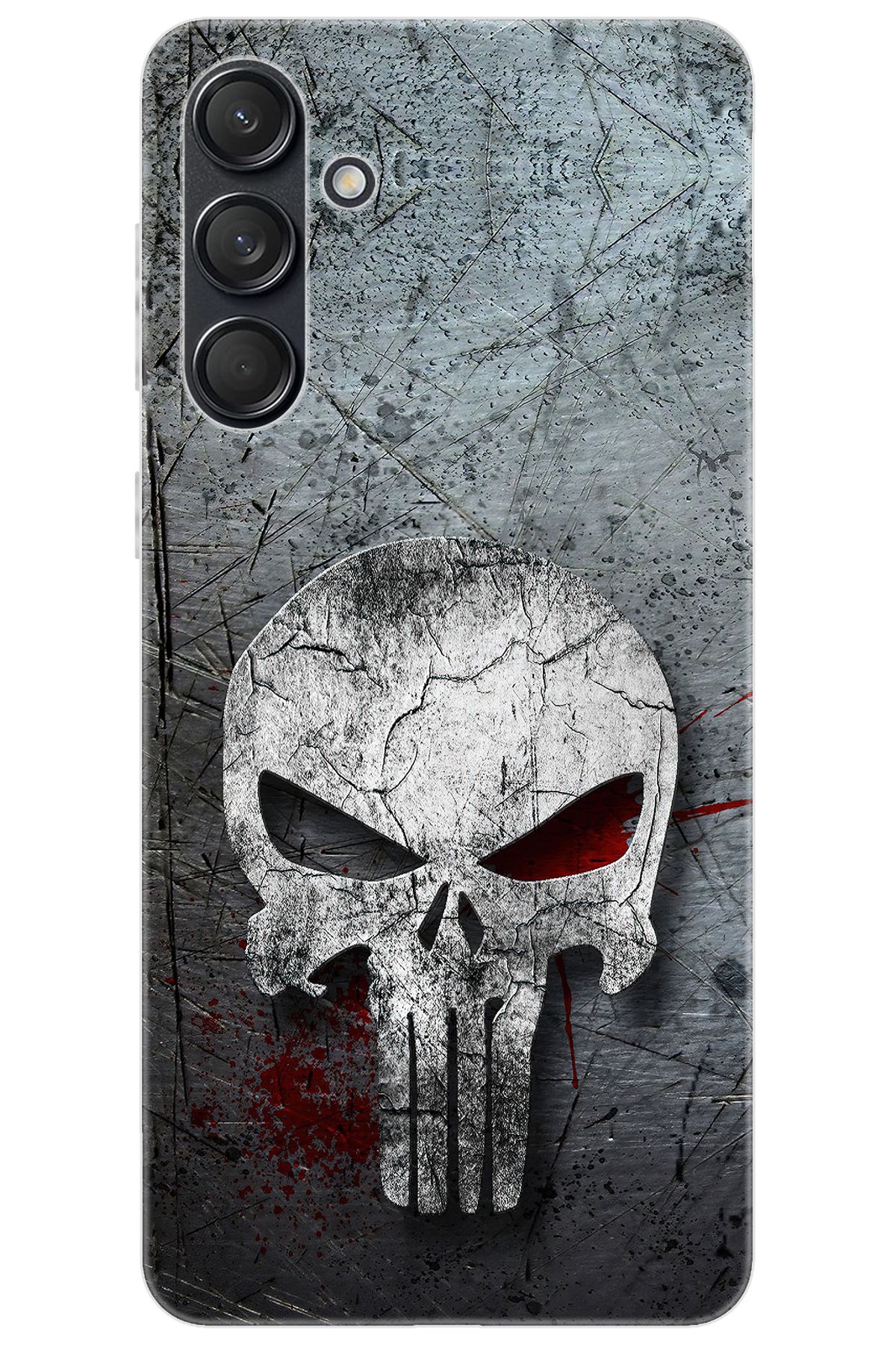 Ceppare Samsung Galaxy M55 (SM-M556B) Uyumlu Kılıf Desen Baskılı Silikon Gri Kuru Kafa STK:218 CP-RxxqigS