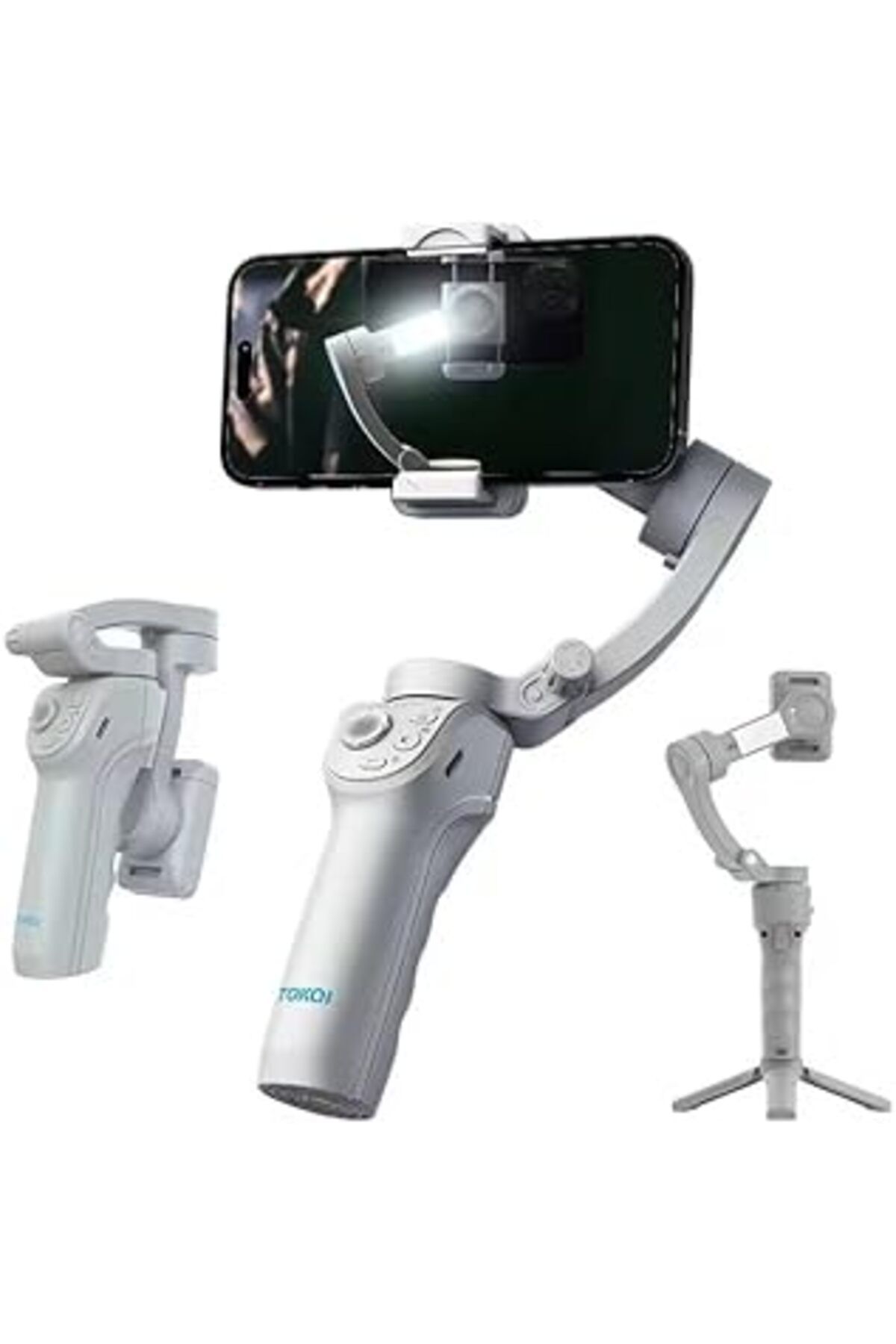 NETWORK ART Toiko 3 Eksenli Akıllı Telefon Gimbal Stabilizer – Katlanabilir Bluetooth Gimbal Tripodlu, Dahili L