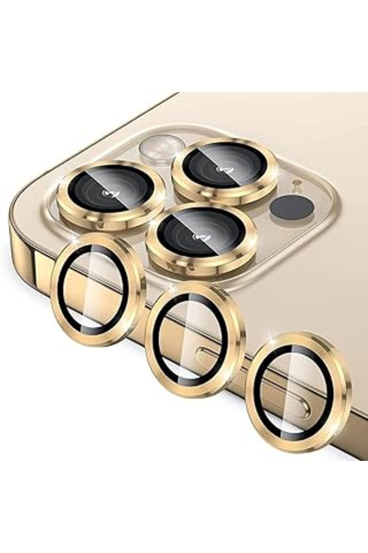 NETWORK ART Heartz Iphone 15 Pro / 15 Pro Max Gold Için Kamera Lens Koruyucu Çizilmez Hd Görüntü Bozmaz Metal T