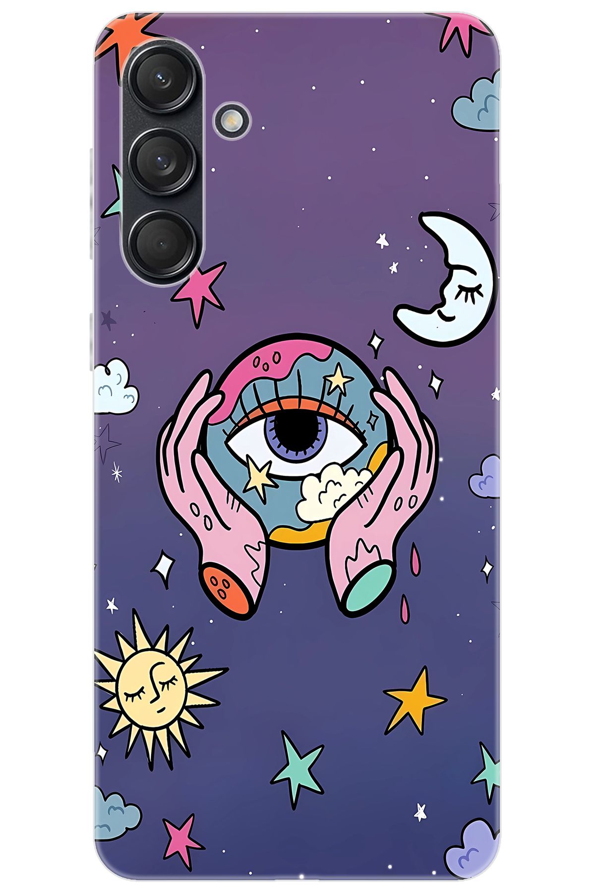 Ceppare Samsung Galaxy M55 (SM-M556B) Uyumlu Kılıf Desen Baskılı Silikon Dünya Gözü STK:668 CP-A3h32kY
