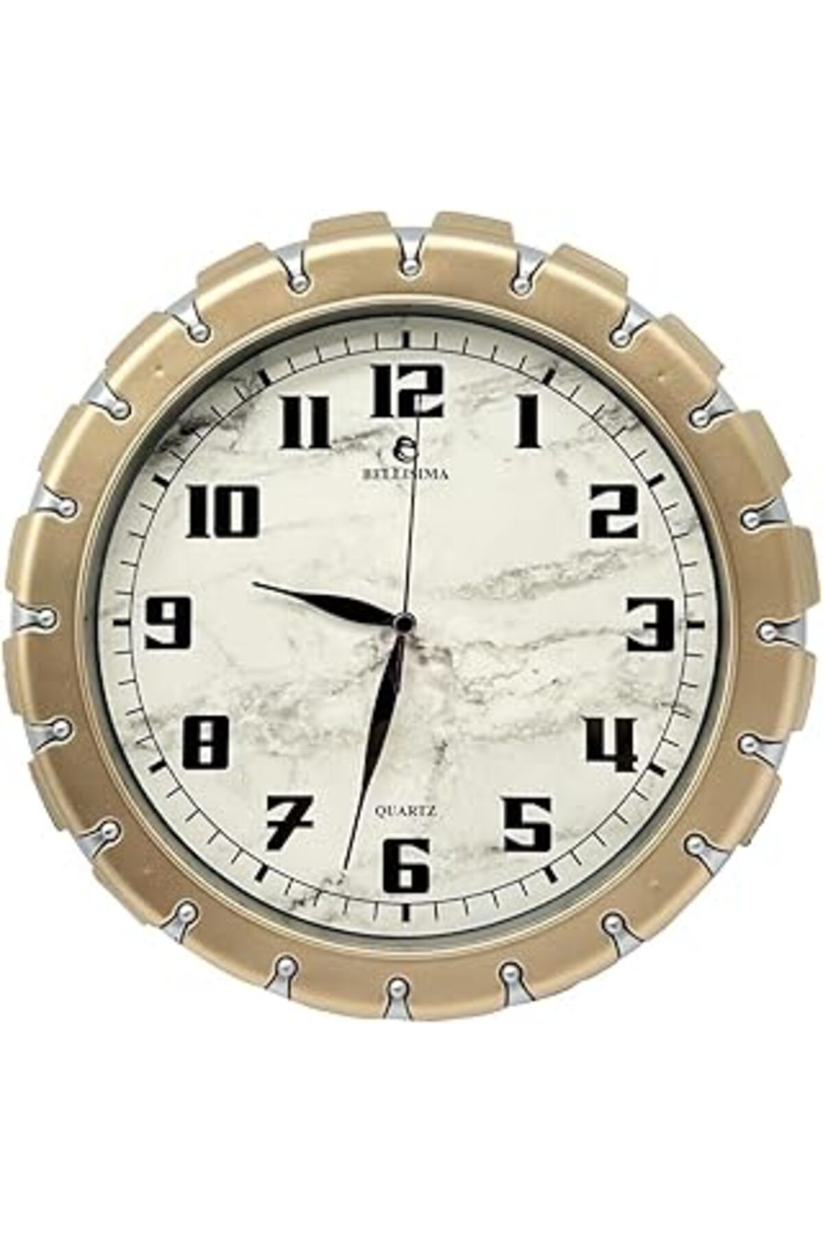 NETWORK ART Bellisima Bl-1058 Serisi Klasik Kadran Mermer Desenli Sessiz Akar 30 Cm Duvar Saati Gold-Gri