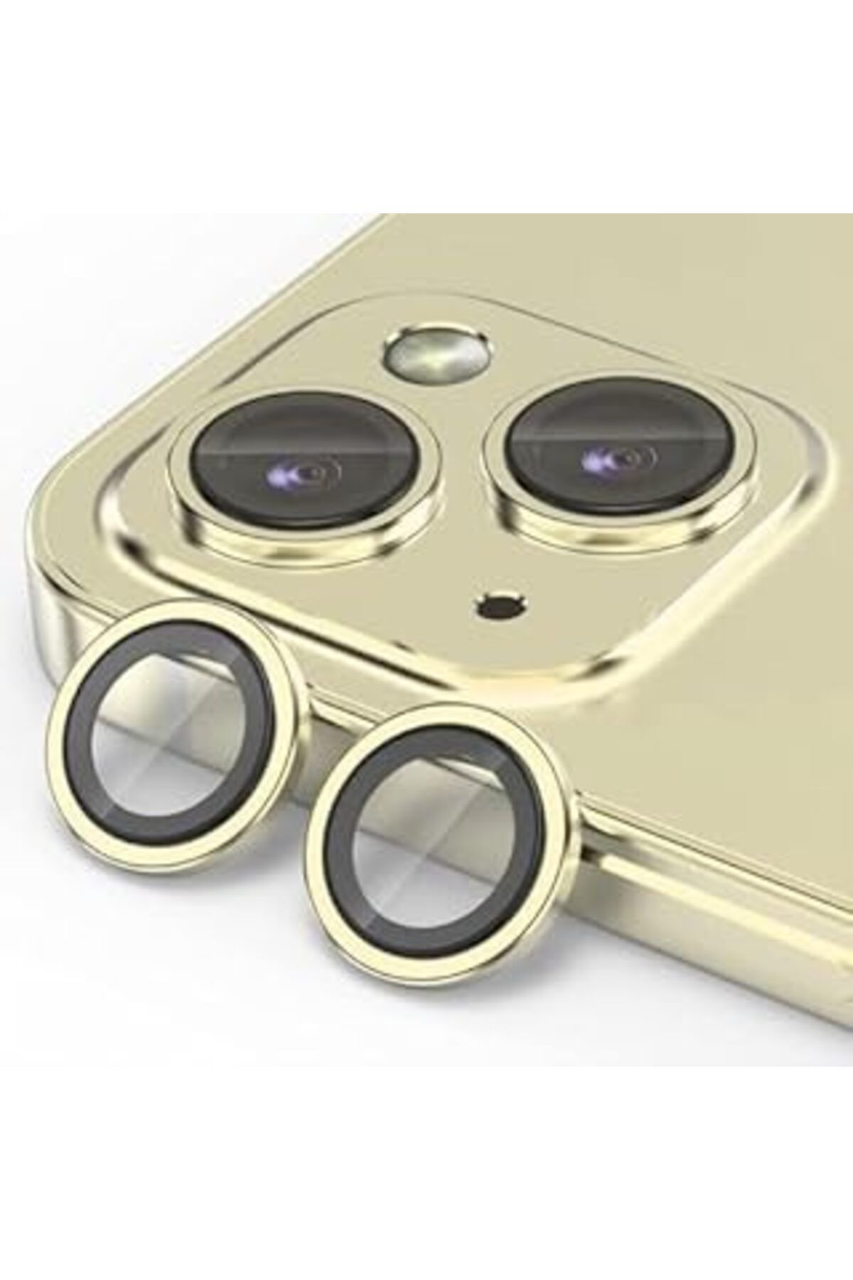 NETWORK ART Happy Trend Iphone 15 / Iphone 15 Plus Kamera Camı Lens Koruyucu Halka Set - Light Yellow