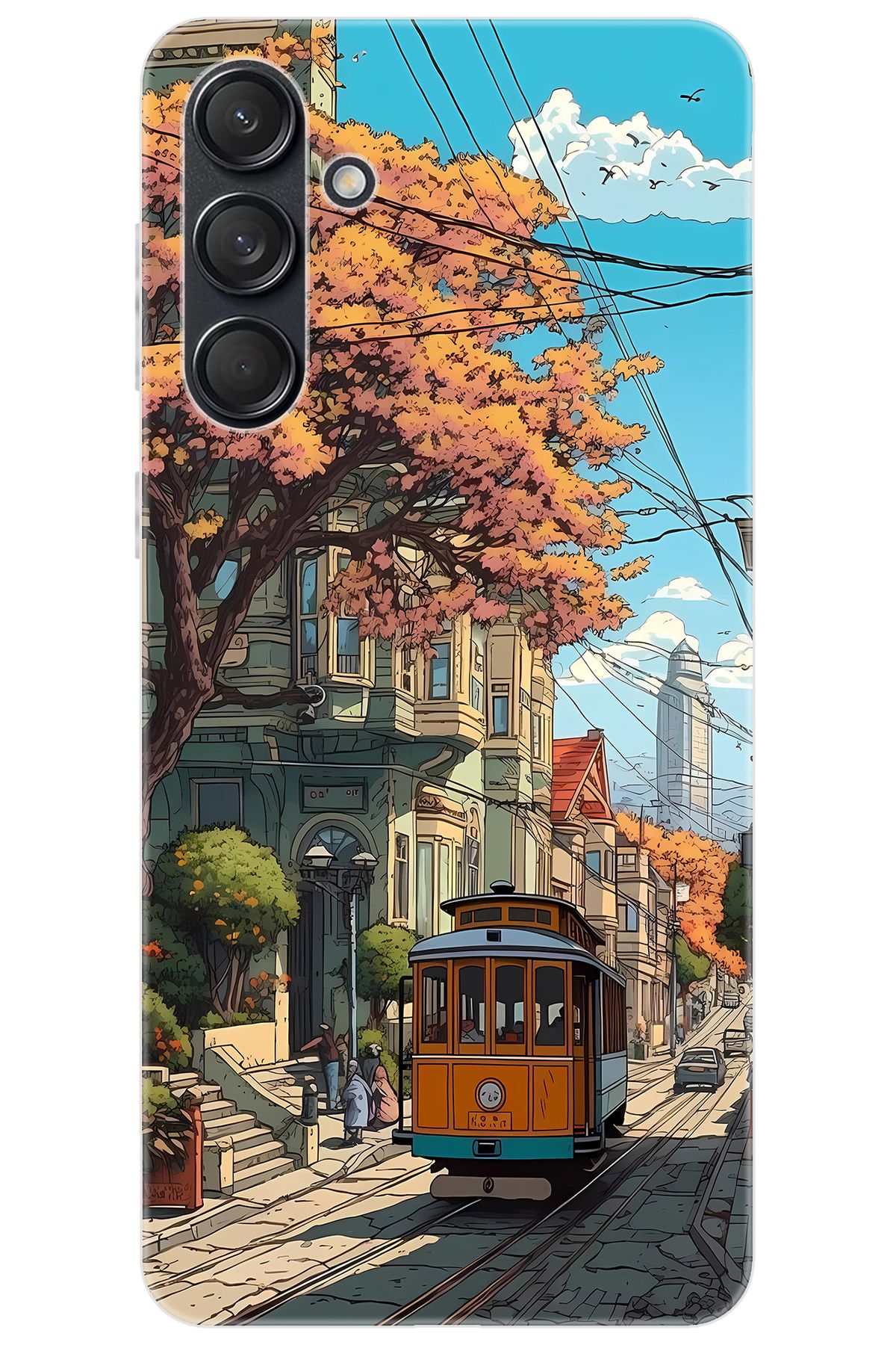 Ceppare Samsung Galaxy M55 (SM-M556B) Uyumlu Kılıf Desen Baskılı Silikon Tramvay STK:645 CP-Givmiz4