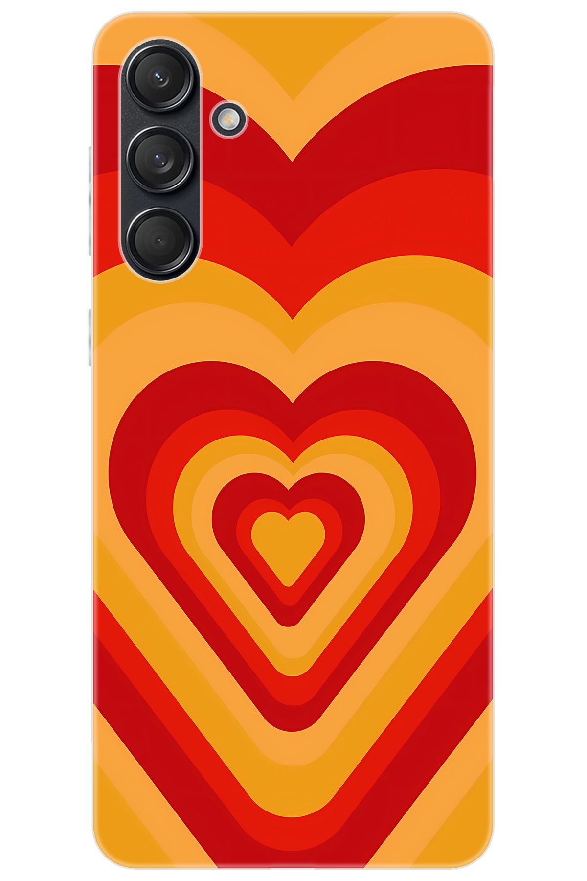 Ceppare Samsung Galaxy M55 (SM-M556B) Uyumlu Kılıf Desenli Silikon Sarı Kırmızı Kalpler STK:1009 CP-4twxCZw