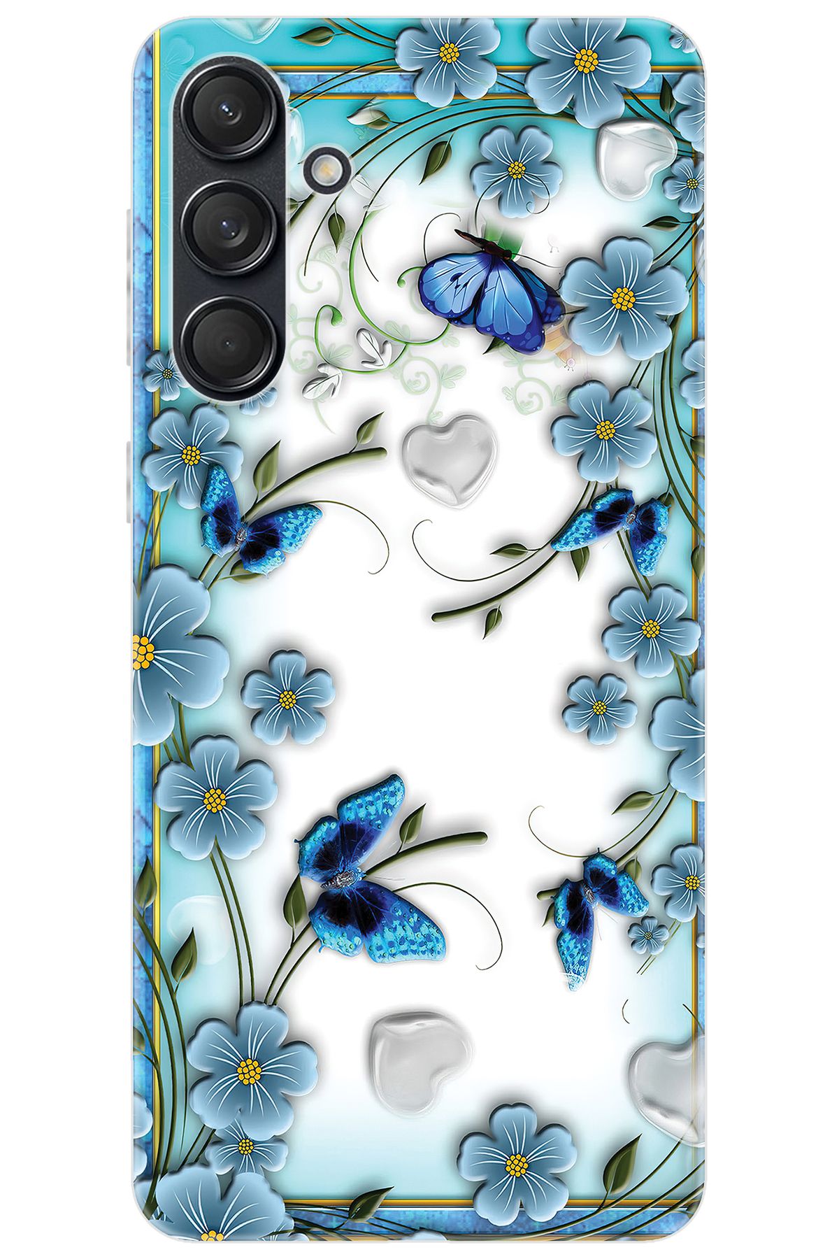 Ceppare Samsung Galaxy M55 (SM-M556B) Uyumlu Kılıf Desenli Silikon Çiçek ve Kelebekler STK:547 CP-xrS41EX