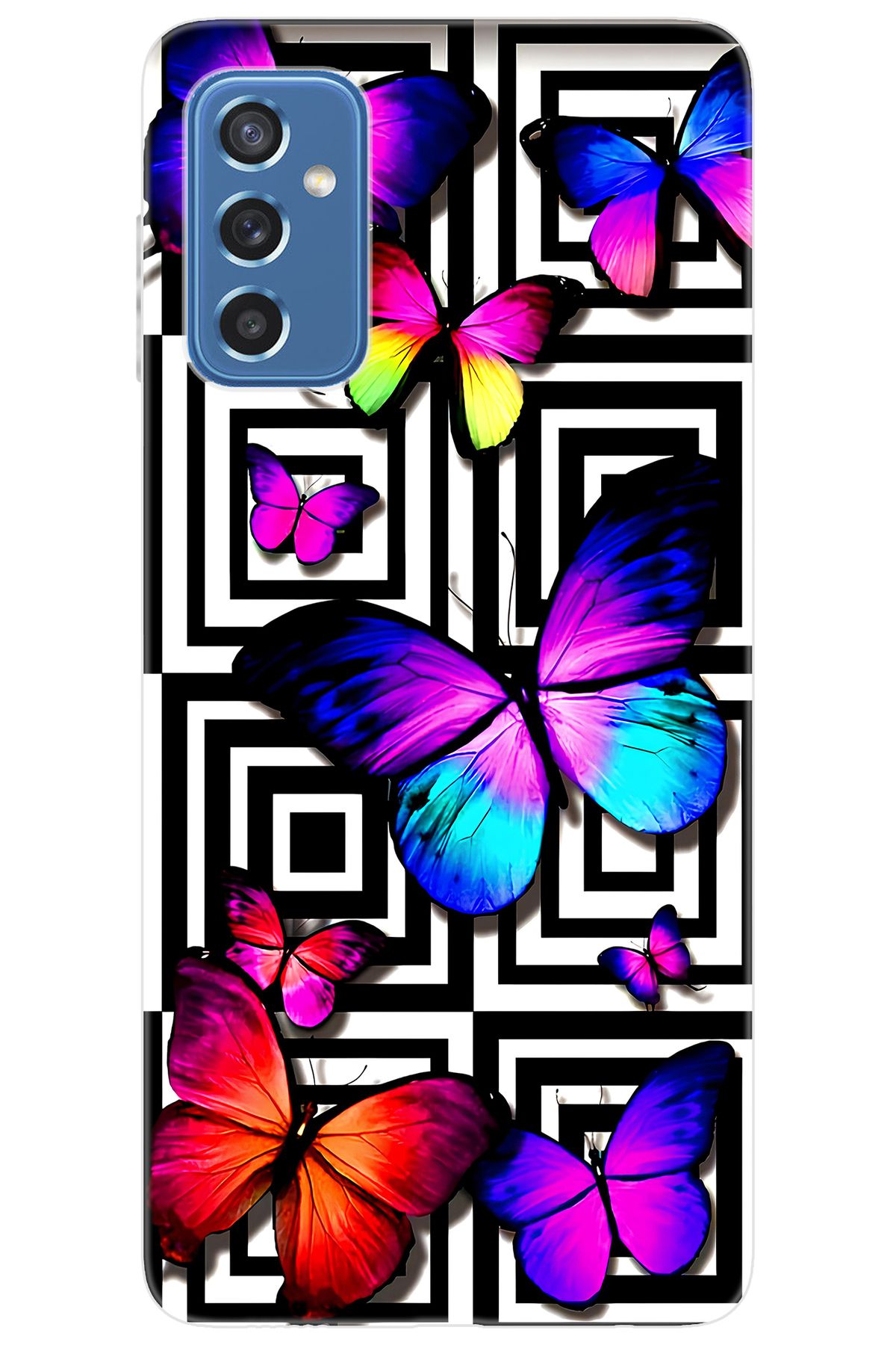 Ceppare Samsung Galaxy M52 (SM-M526B) Uyumlu Kılıf Desen Baskılı Silikon Kelebek STK:699 CP-NSrDkTu