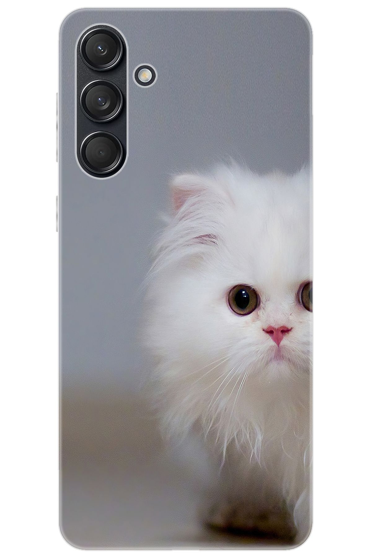 Ceppare Samsung Galaxy M55 (SM-M556B) Uyumlu Kılıf Desen Baskılı Silikon Beyaz Kedi STK:139 CP-CaDp7Gm