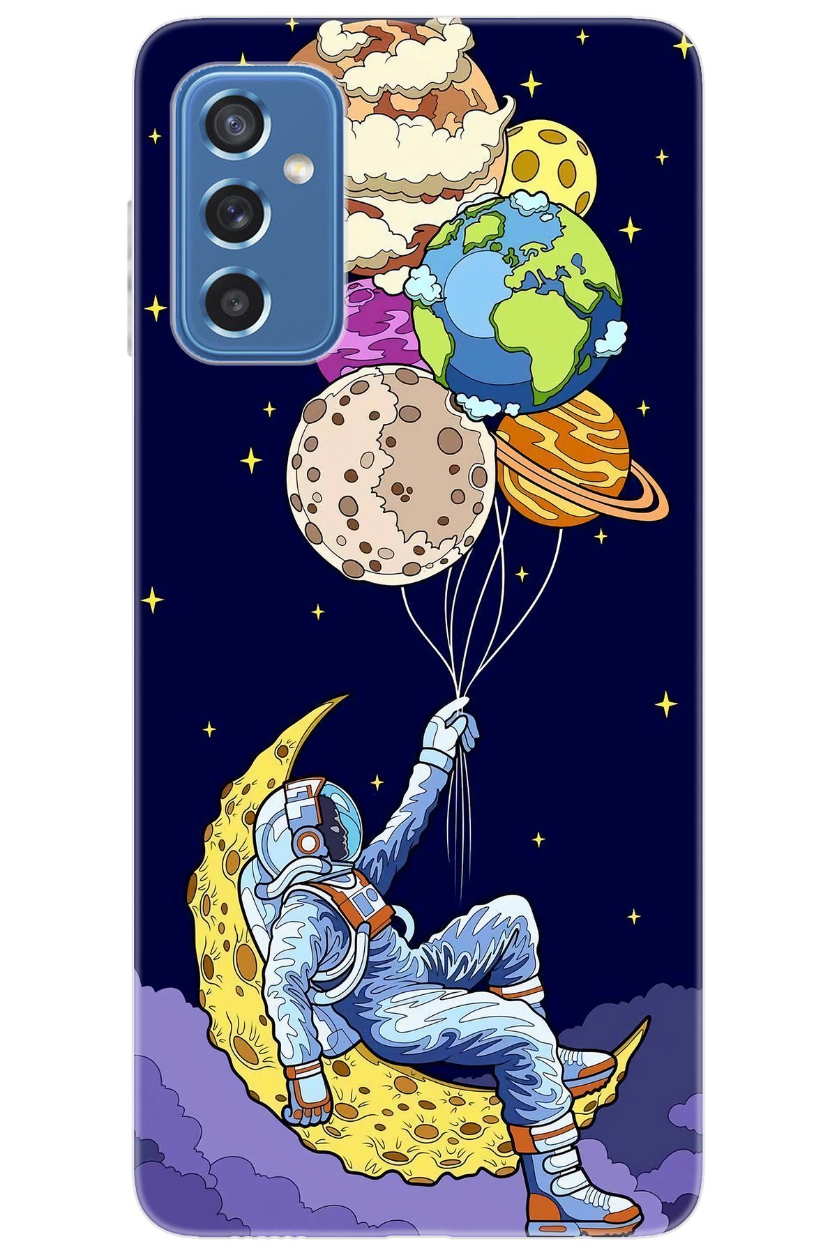 Ceppare Samsung Galaxy M52 (SM-M526B) Uyumlu Kılıf Desen Baskılı Silikon Astronot STK:729 CP-D80utRN