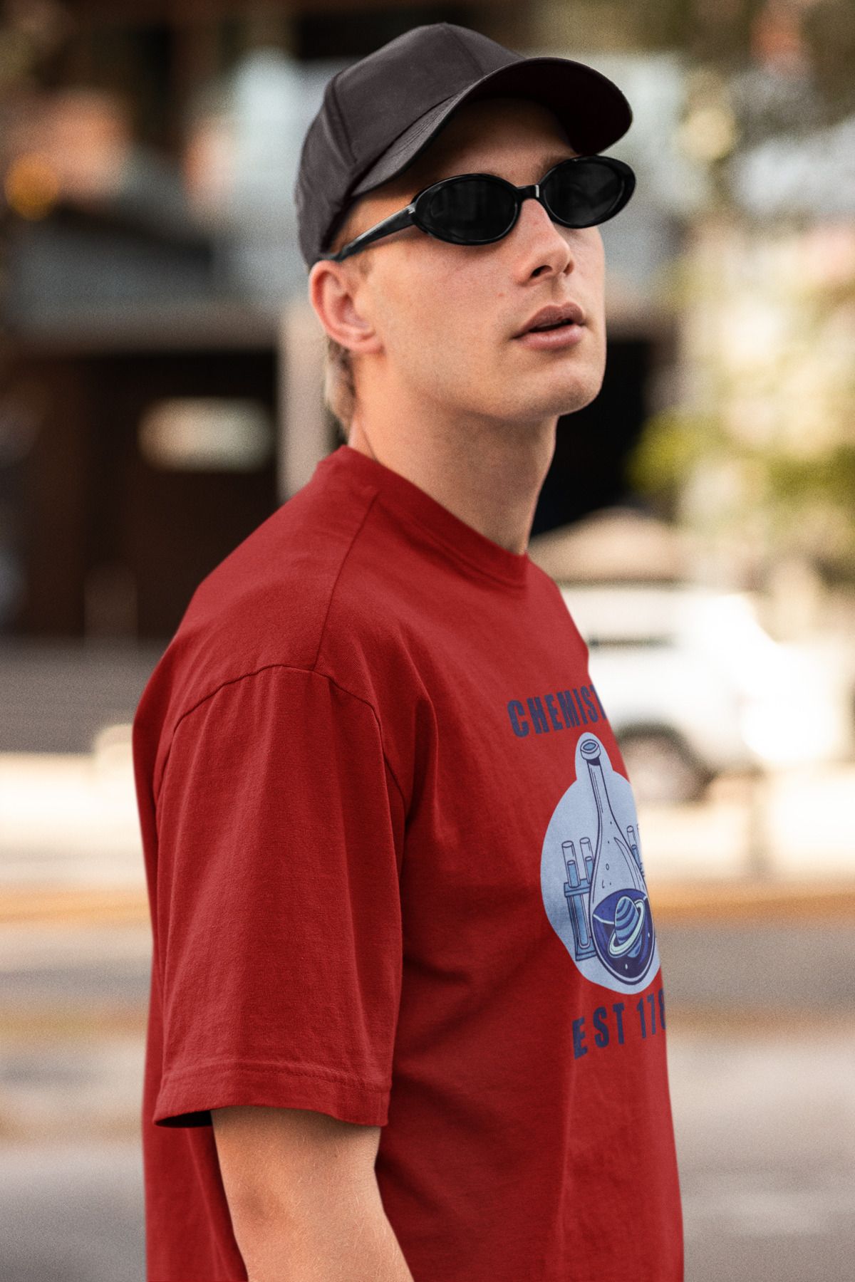 Uniquetex NUBENSE / KİMNE-09 - Oversize Unisex Kimya Baskılı Bordo Bisiklet Yaka T-shirt (Bilim Tişört)