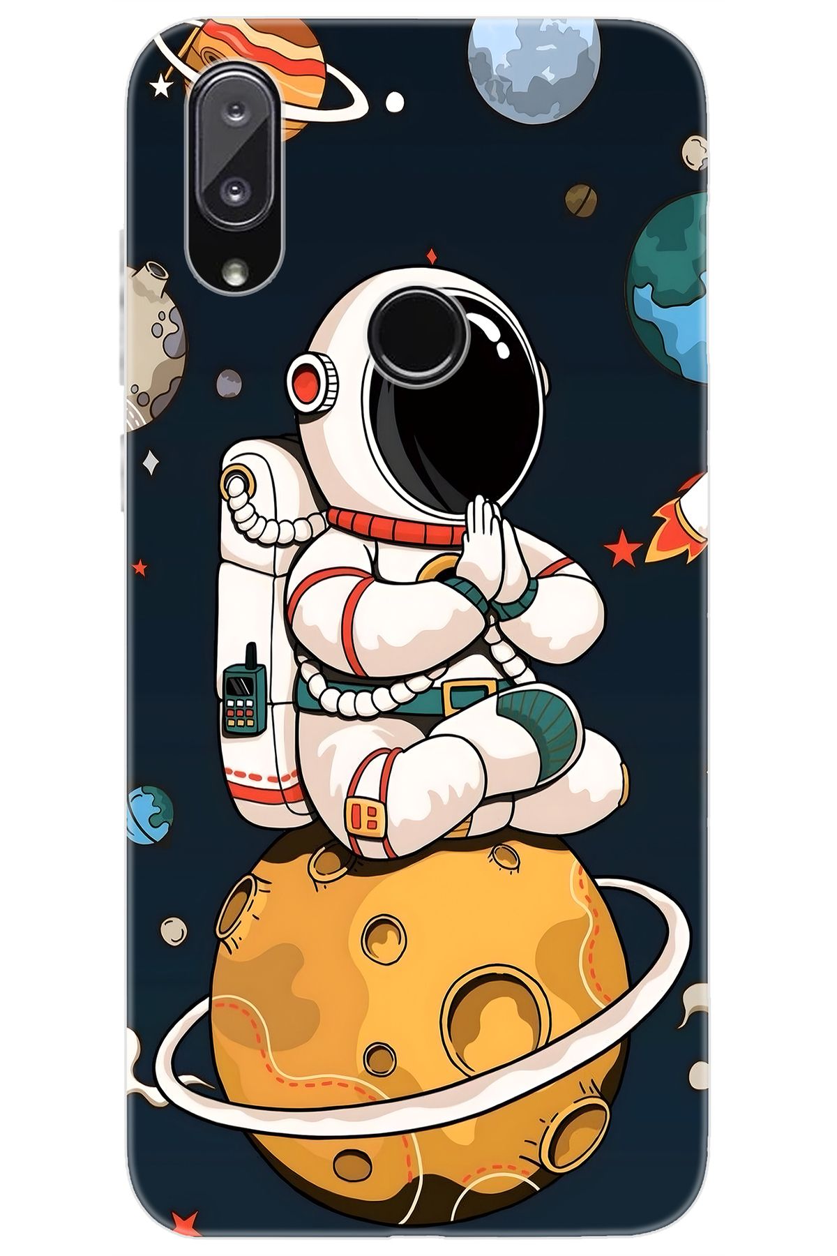 Vestel Venüs E5 Uyumlu Kılıf Desen Baskılı Silikon Astronot STK:695 CP-SI9FBH4