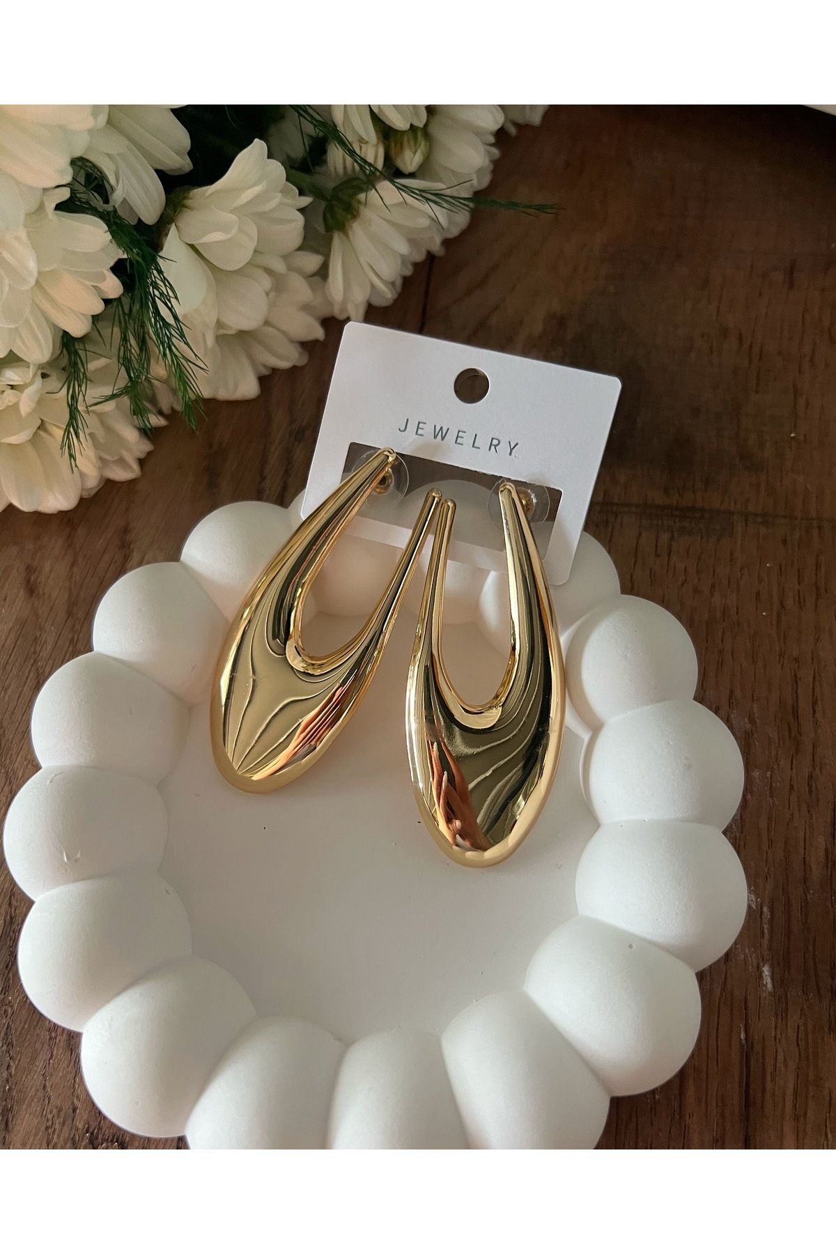 luxyansımalar Gold Büyük Küpe Hafif
