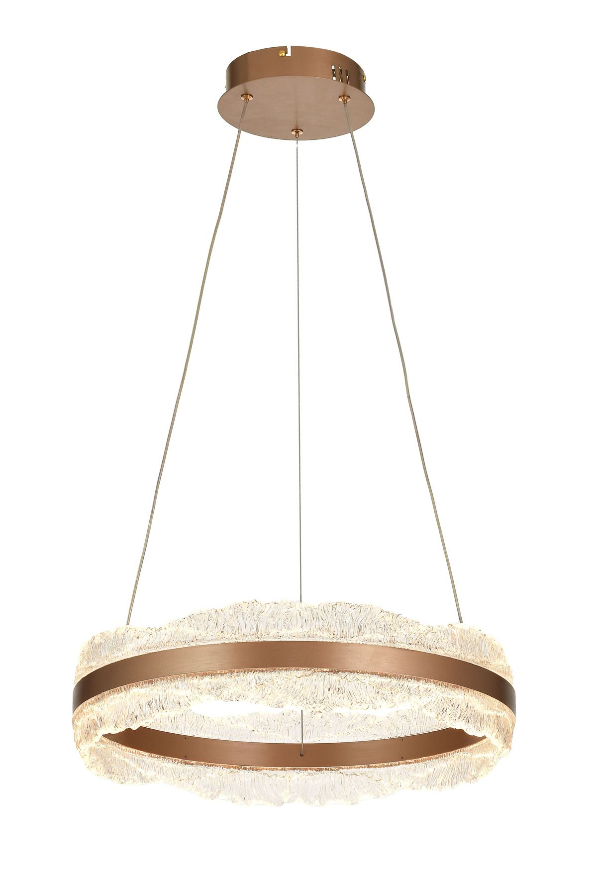 Avizemoda Toledo 50 cm Dim Kumandalı 3 Renk Ledli (Sarı-Beyaz-Gün Işığı) Modern Akrilik Avize -Light Brown